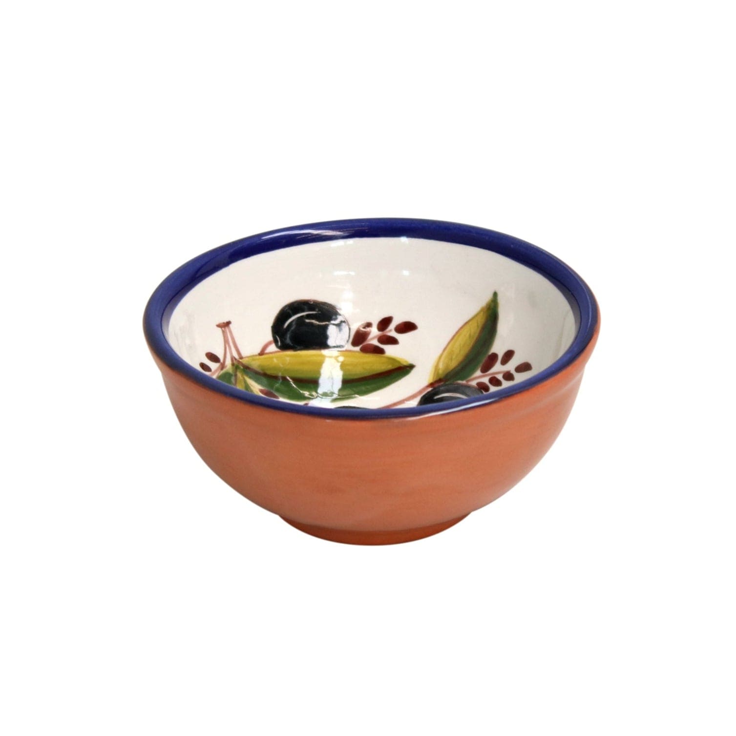 Handmade Alentejo Terracotta Olive Design Round Dip Bowl - Authentic Portuguese Ceramic Serving Dish for Appetizers, Dips & Mediterranean Cuisine