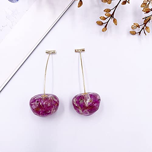 3D Red Cherry Dangle Earrings for Women - Cute Dried Flower Acrylic Drop Earrings, Sweet Fruit Charm Jewelry Gift for Girls | Perfect for Summer Outfits, Parties & Casual Wear