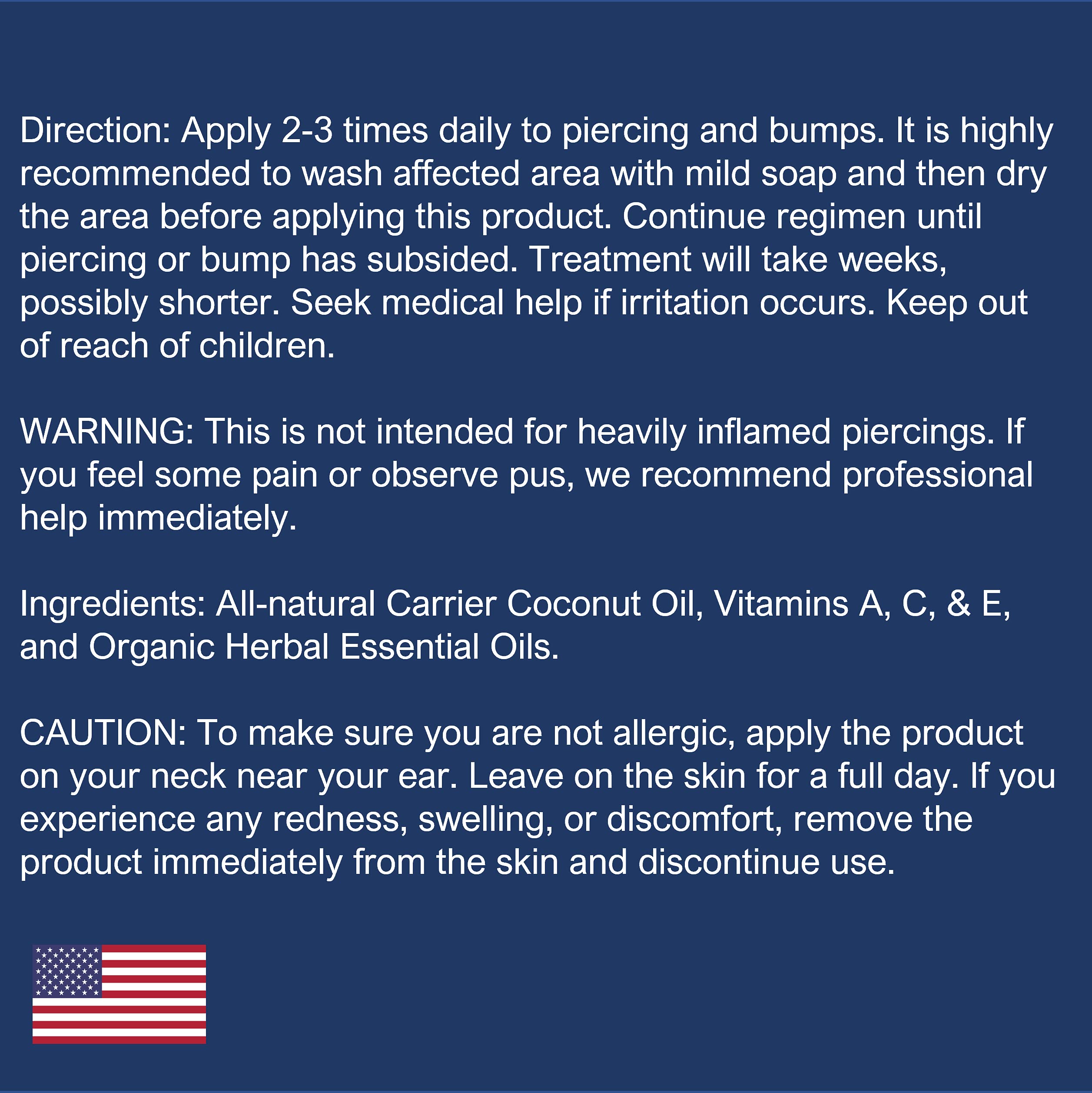 Organic WACAN Piercing Aftercare Oil & Bump Treatment - Coconut Oil Infused Keloid & Piercing Bump Removal Solution | Safe for Ear, Nose, Belly Button Piercings | Fast Healing & Soothing Care