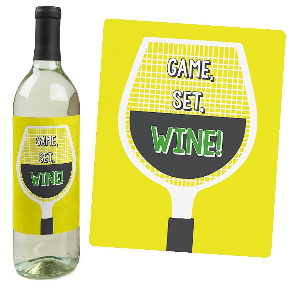 You Got Served Tennis Party Decor Set - 4 Tennis Ball Wine Bottle Label Stickers for Women & Men - Perfect for Tennis Themed Parties, Game Nights & Sports Decorations