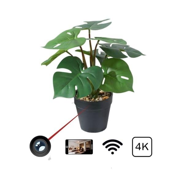 1080P HD WiFi Hidden Spy Camera with Sound - Artificial Plant Pot Disguise for Home Security, Office Monitoring & Indoor Surveillance