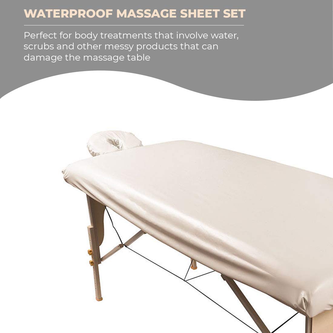 ForPro Professional Waterproof Massage Table Cover Set - Spa Treatment Protective Sheets for Massage Therapists (Includes Fitted Sheet & Face Rest Cover) - Machine Washable, Durable Natural Fabric - Perfect for Massage Clinics, Spas & Home Therapy Sessions
