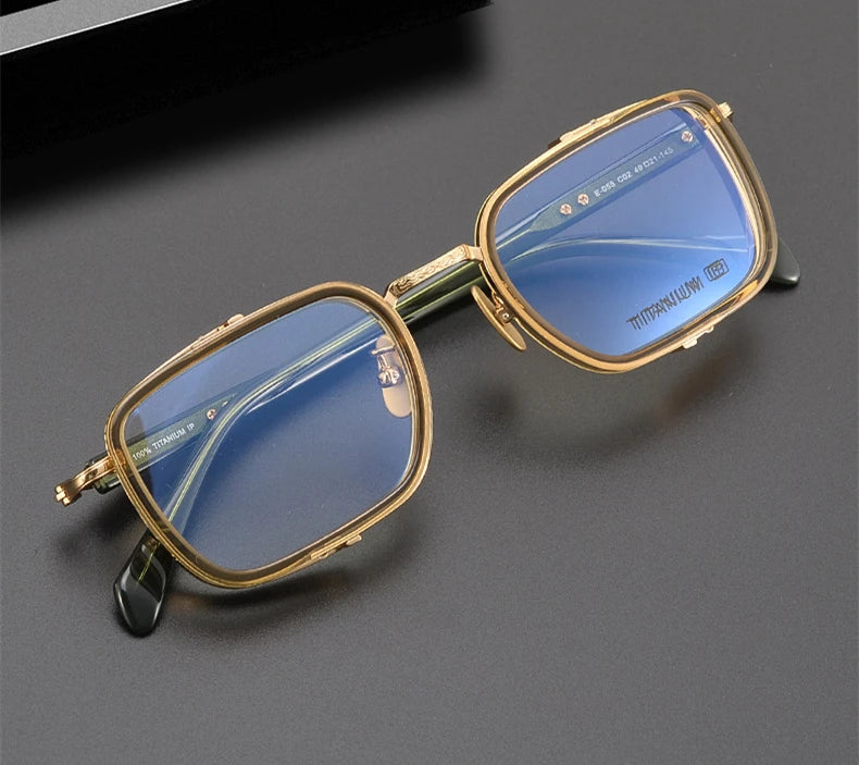 Stylish Black Square Titanium Acetate Eyeglasses for Women - Lightweight Full Rim Glasses Frame 41055 - Perfect for Office, Reading & Fashion Accessories