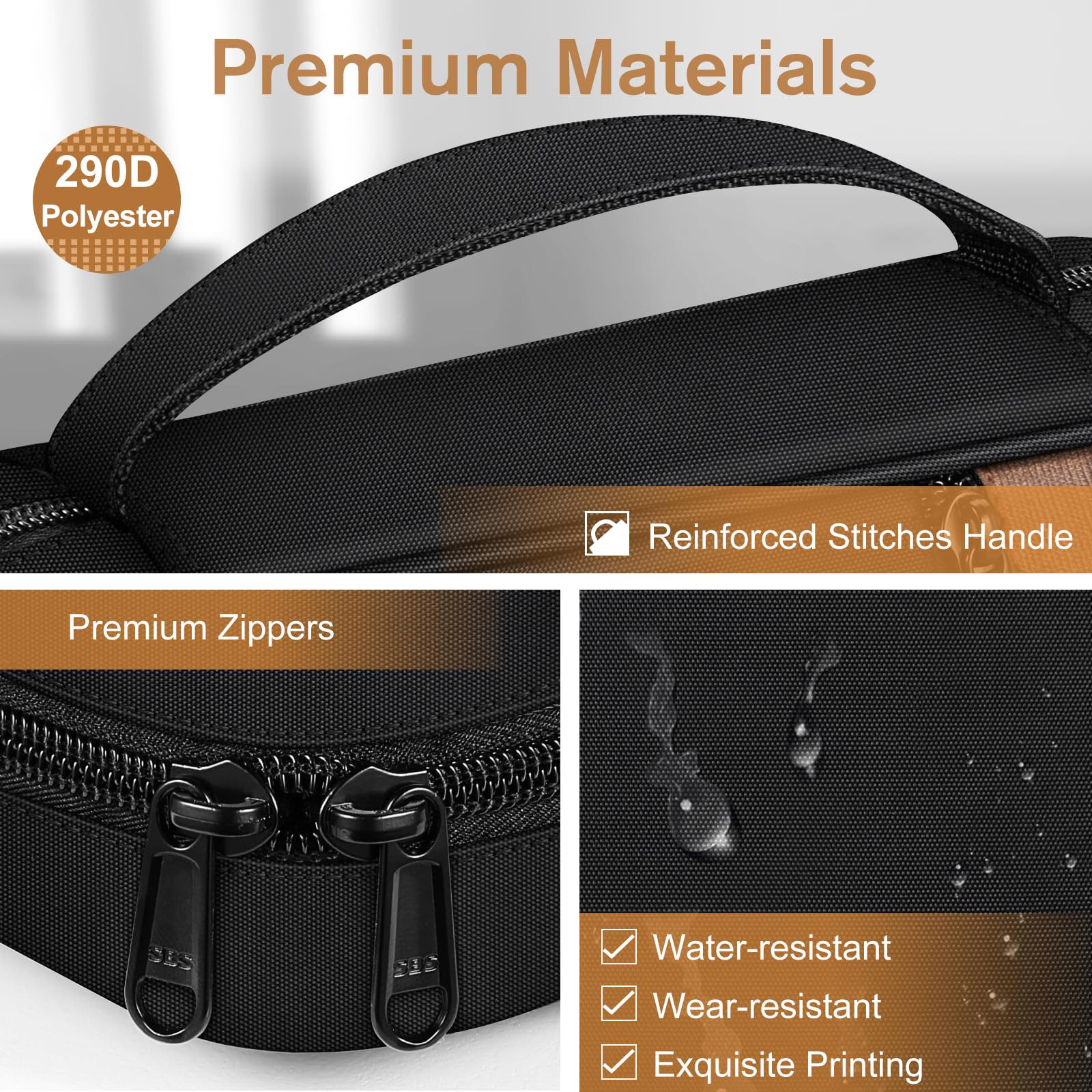 FINPAC Bible Cover with Handle & Zippered Pocket - Durable Protective Book Case for Church, Travel & Daily Use - Perfect Gift for Women, Men & Mothers (Black & Brown)