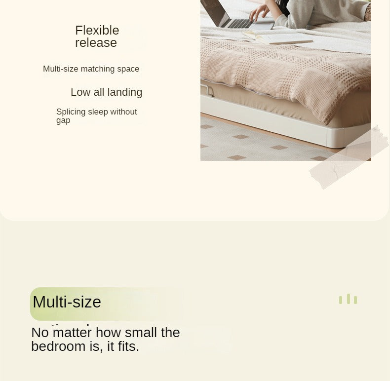 Birch Solid Wood Platform Bed - No Headboard Low Profile Floor Bed in Cream - Perfect for Minimalist Bedrooms, Small Spaces & Modern Home Decor