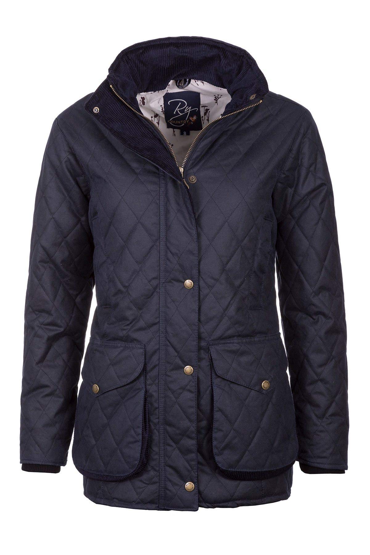 Rydale Women's 100% Waxed Cotton Quilted Jacket - Diamond Quilted Country Coat for Outdoor Activities & Casual Wear
