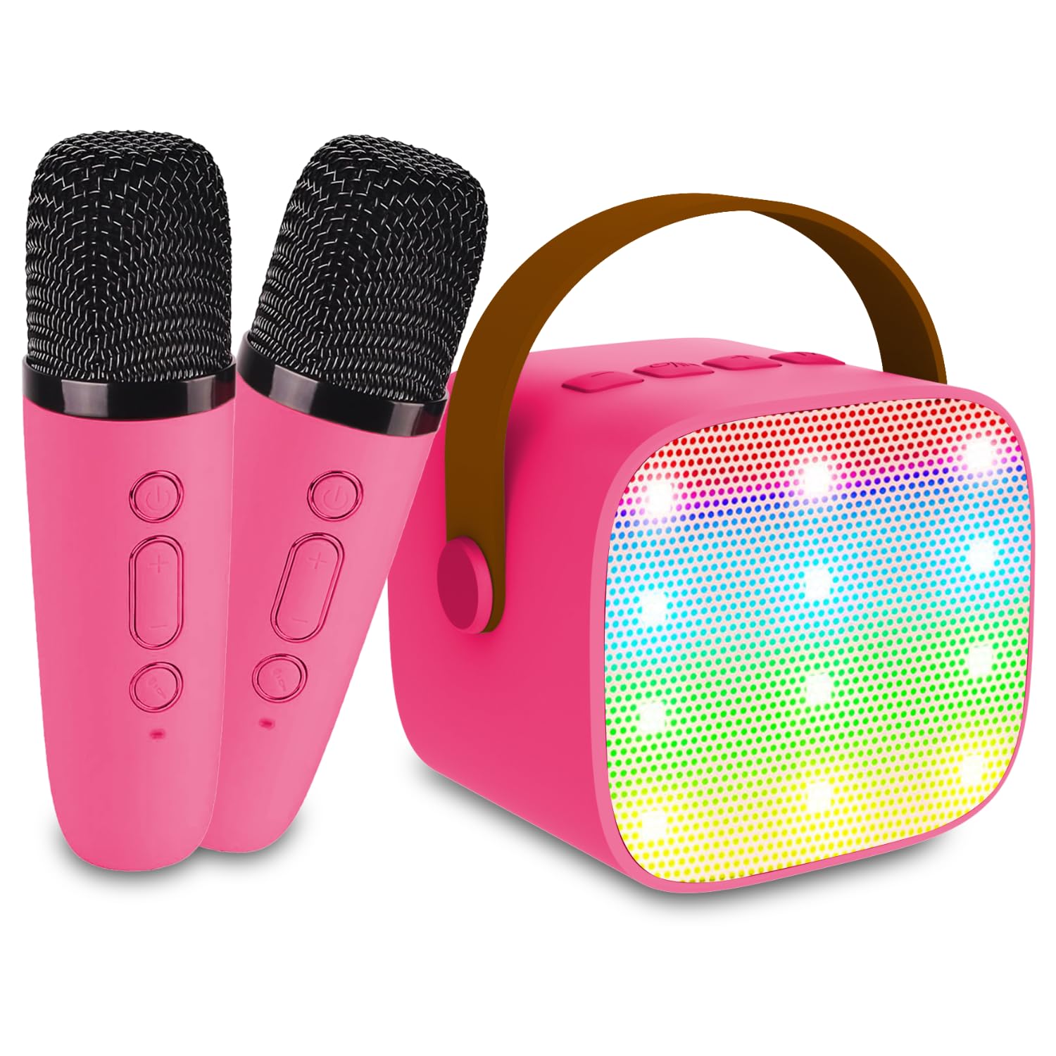 Portable Mini Karaoke Speaker with 2 Wireless Microphones & Colorful LED Lights - Perfect Christmas & Birthday Gift for Kids, Teens & Adults - Great for Home Parties, Travel & Outdoor Singing Fun