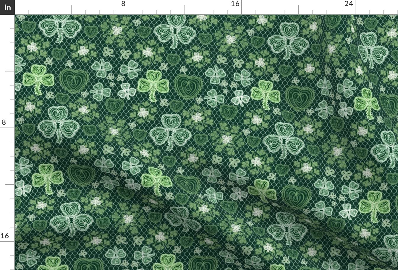 Irish Lace Dark Green Clover Hearts Shamrocks Printed Minky Fabric - Fat Quarter for Sewing Baby Blankets, Quilt Backing & DIY Plush Projects - Soft & Cozy Nursery Decor, St. Patrick's Day Crafts