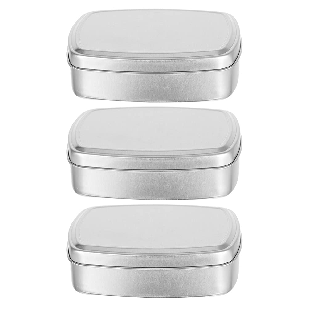 3-Pack Square Aluminum Soap Holder Boxes - Elegant Bathroom Soap Container, Travel Soap Case & Sink Organizer for Home, Hotel, Spa (Housewarming Gift Idea) - Perfect for Vanity, Guest Bath & Travel Toiletry Kit