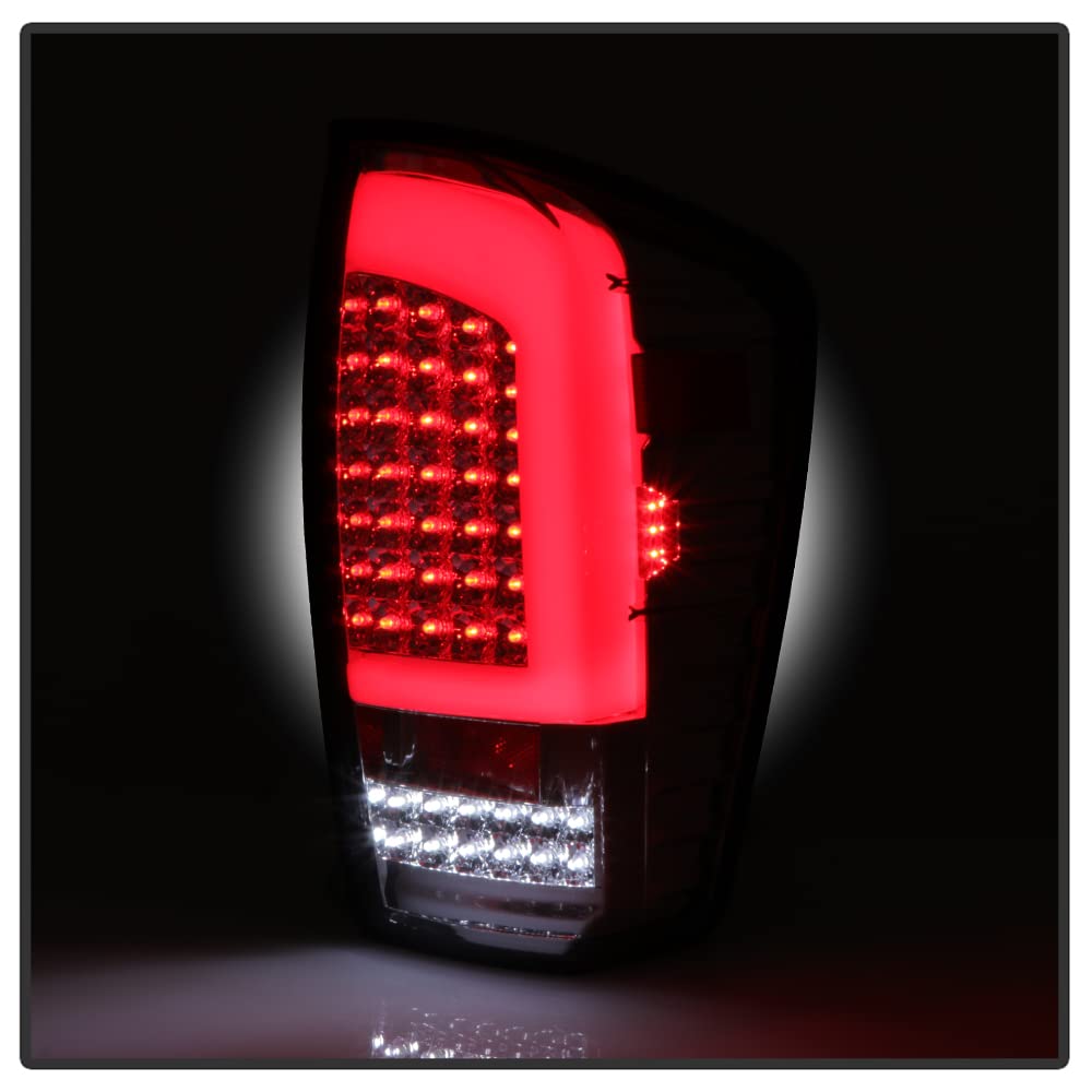 ACANII Chrome Full LED Tail Lights with C Tube for 2016-2023 Toyota Tacoma Pickup Truck - Brake Lamps Pair Set (Left+Right) - Upgrade Your Truck's Style & Safety for Night Driving and Off-Road Adventures