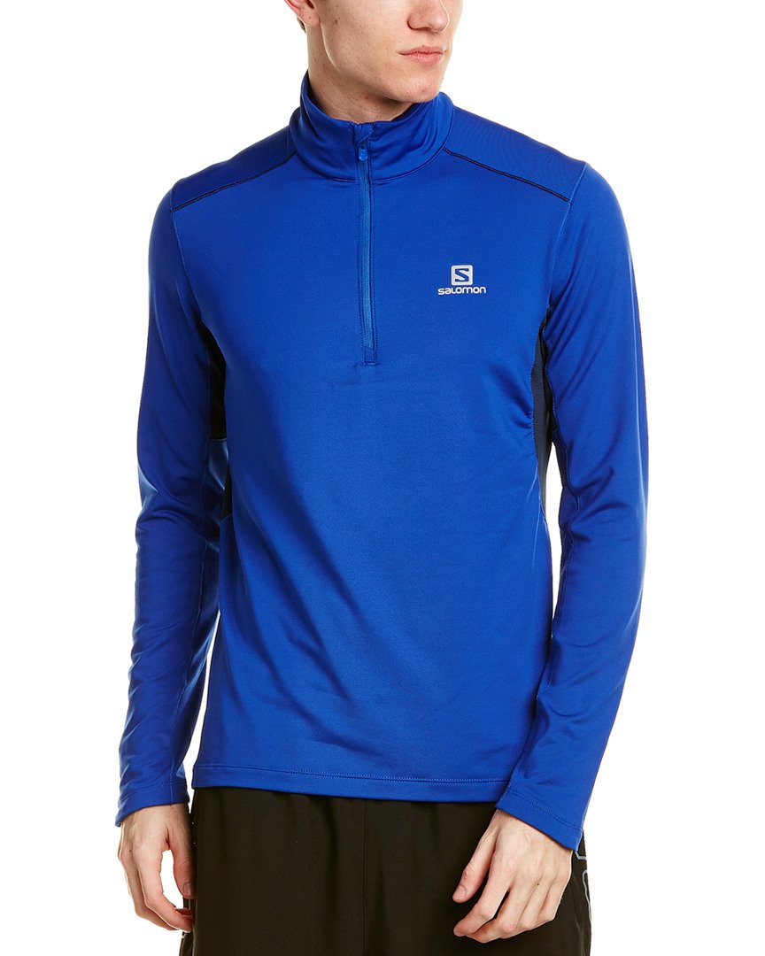 Salomon Men's Agile Warm HZ Mid Hoodie Jacket - Lightweight Fleece-Lined Winter Running & Hiking Pullover for Outdoor Activities