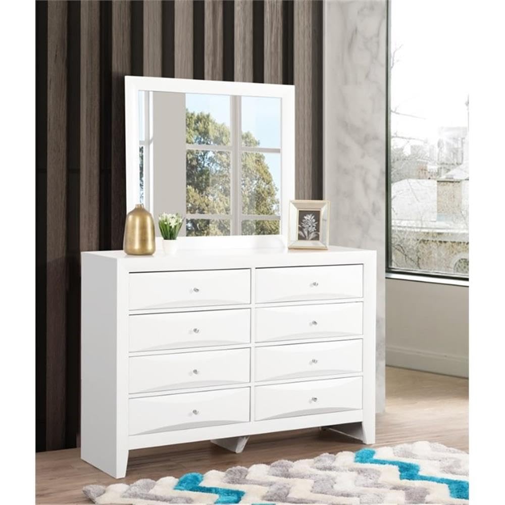Glory Furniture G1570 Marilla White Full-Length Mirror - Elegant Wall Mirror for Bedroom, Living Room, and Entryway Decor