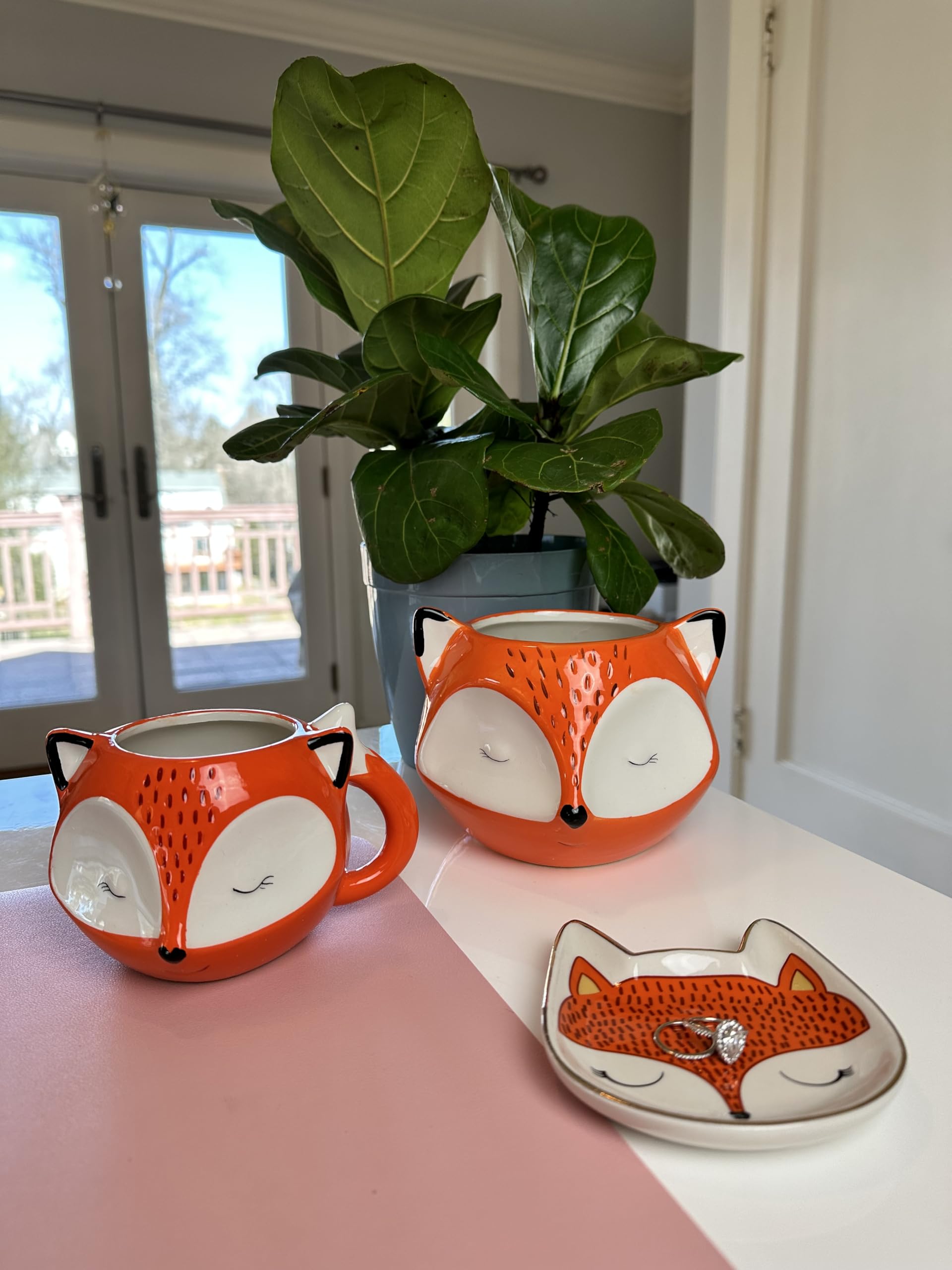 Ceramic Orange Fox Mug - Handcrafted Cute Animal Coffee Cup for Tea & Hot Drinks - Perfect Gift for Fox Lovers, Home & Office Use