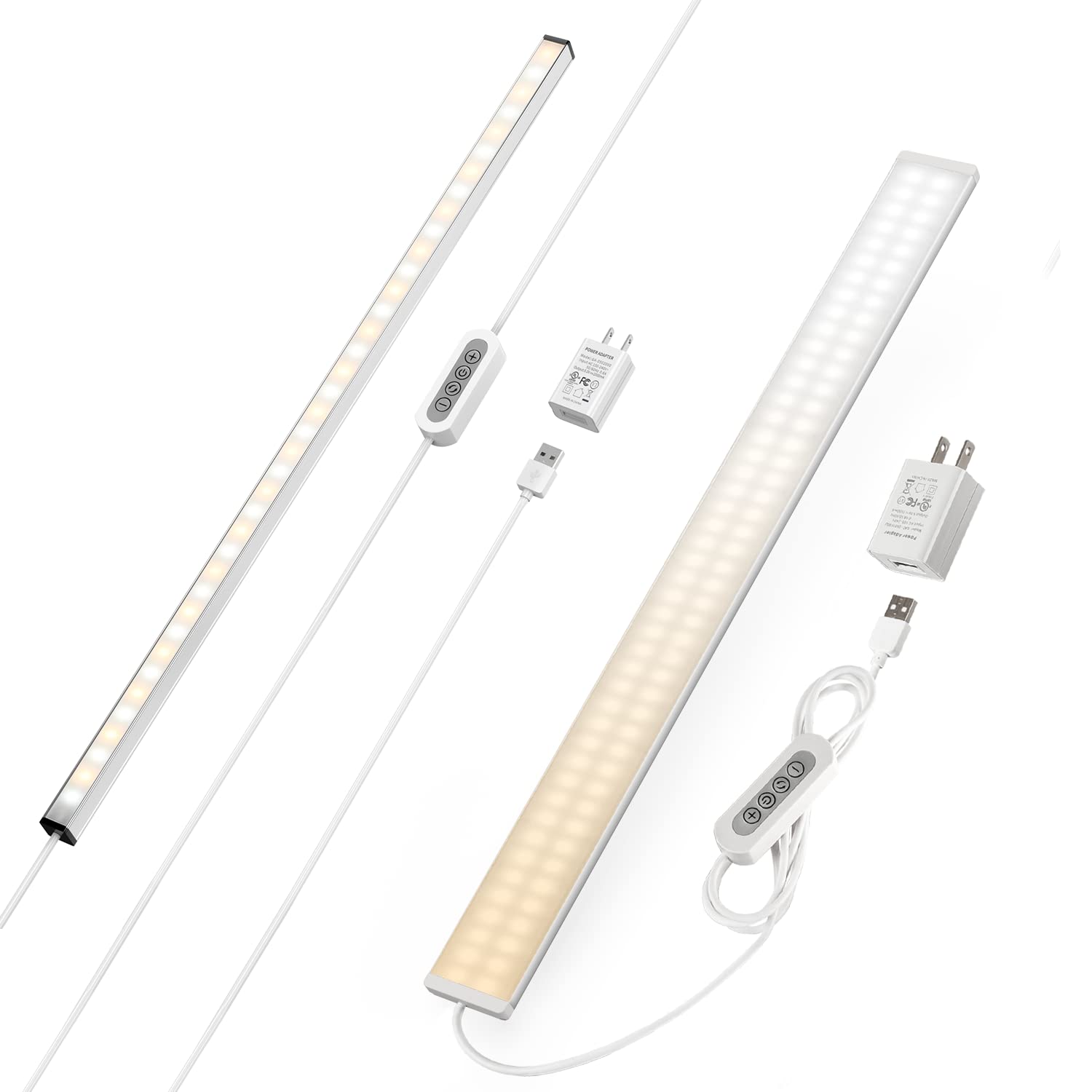 ASOKO 24 Inch Dimmable LED Under Cabinet Lighting Kit with 3 Color Temperatures - Perfect for Kitchen, Closet, Shelf, Counter & Cupboard Lighting