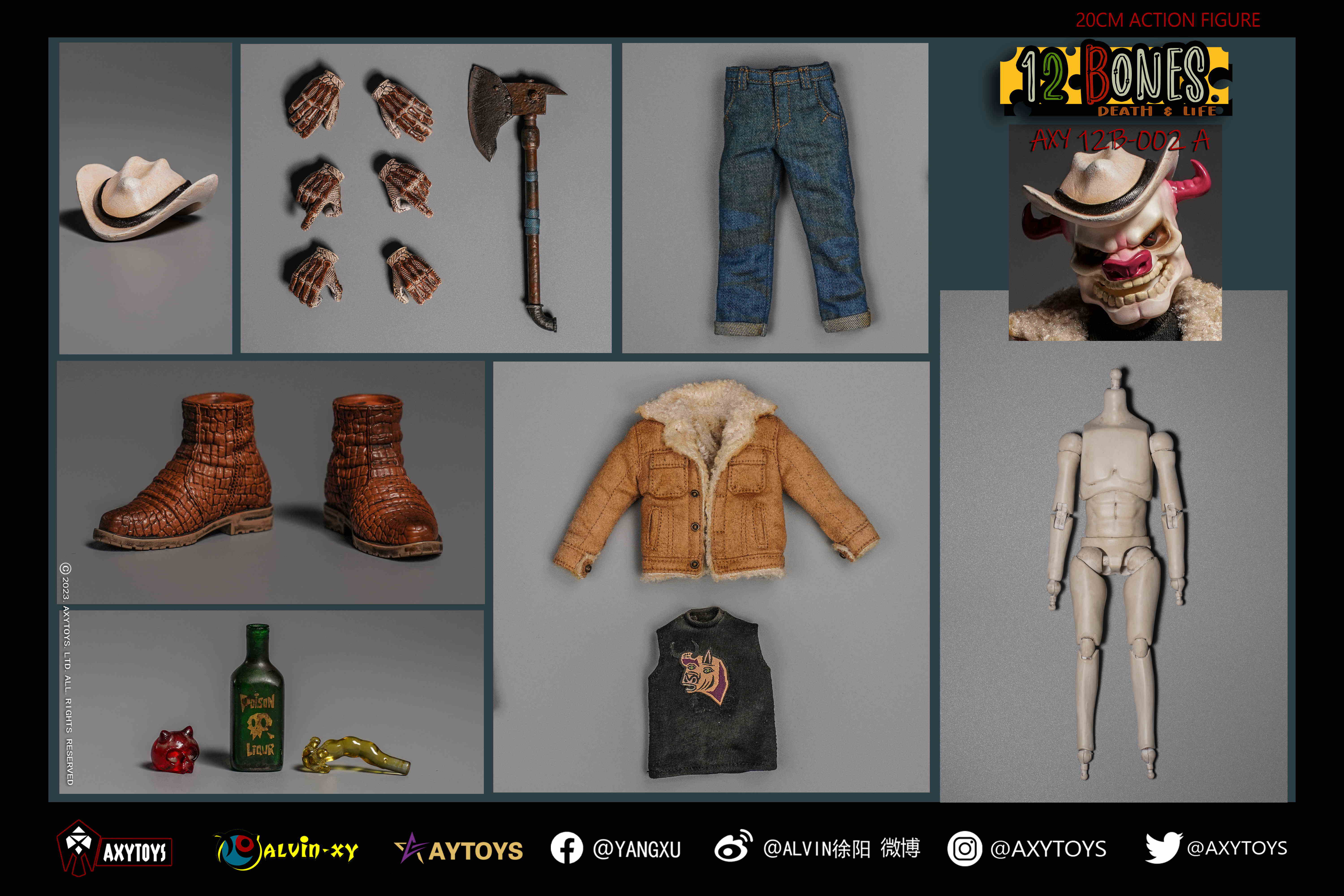 AxyToys 1/12 Scale 20CM Action Figure - 12 Bones Stories Mice & Cowboy Collectible Toy for Display & Role Play | Perfect for Collectors, Gift Giving & Diorama Scenes