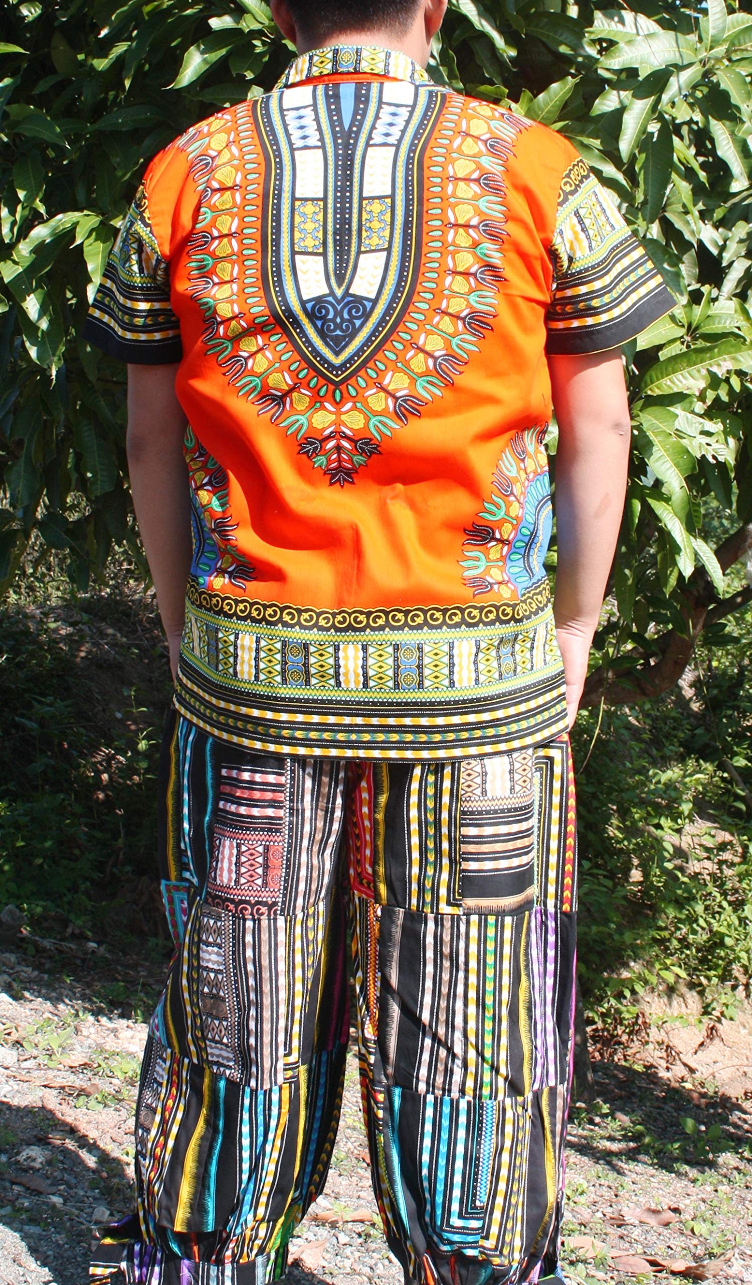 Stylish African Dashiki Art Hawaiian Shirt for Men - 100% Pure Cotton Breathable Large Collar Shirt - Perfect for Beach Vacation, Summer Party & Casual Wear