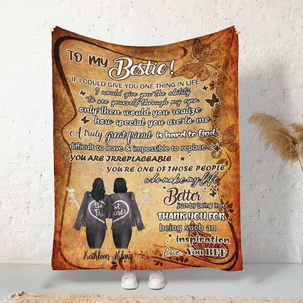 MyPupSocks Personalized Friendship Blanket - Custom Best Friend Gift for Women, BFF Sister - 60x80 Soft Bed, Couch & Sofa Throw for Cozy Nights, Movie Nights, and Relaxation