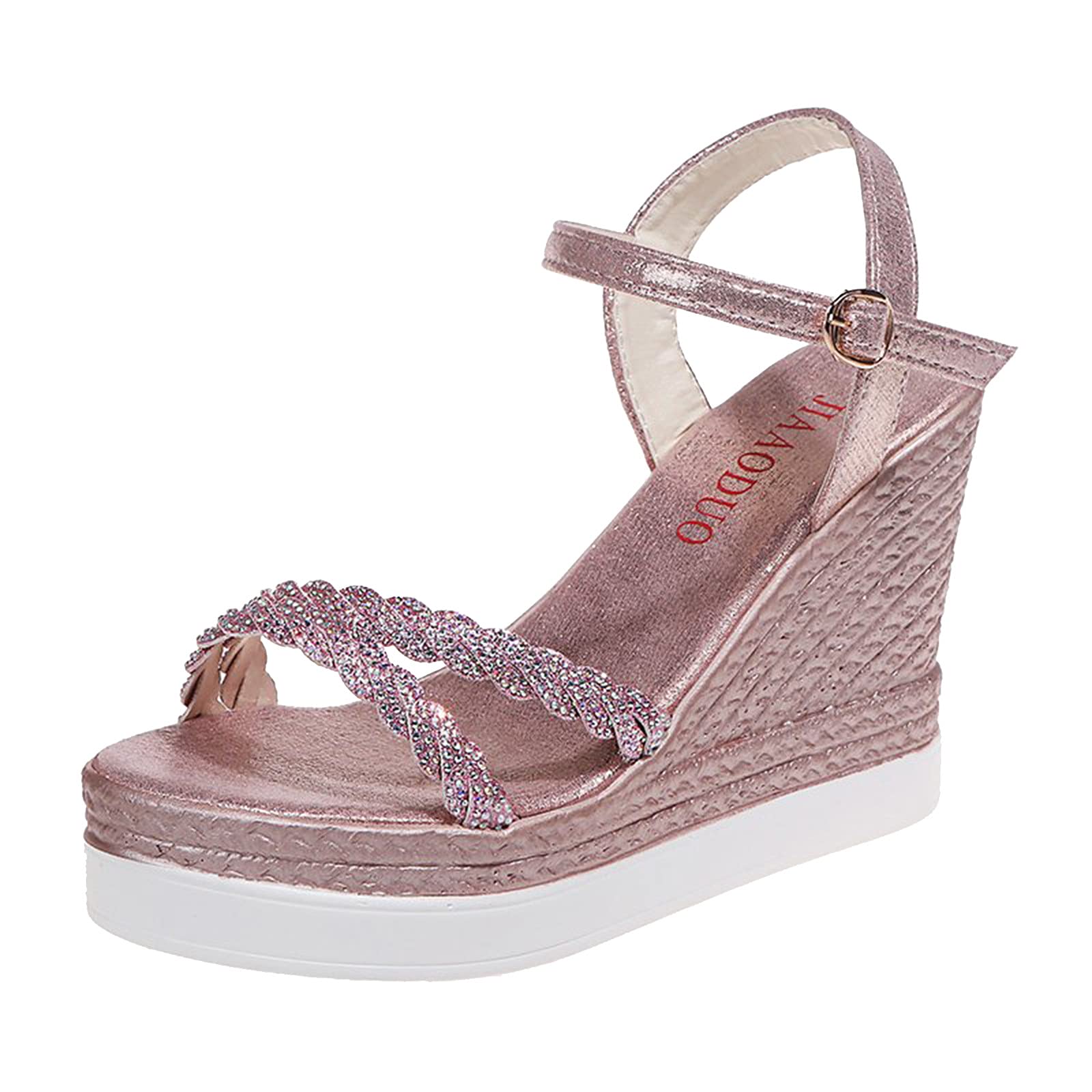 Women's Fashion Crystal Open Toe Wedge Sandals - Comfortable High Heel Platform Shoes for Summer, Beach, Party & Evening Wear