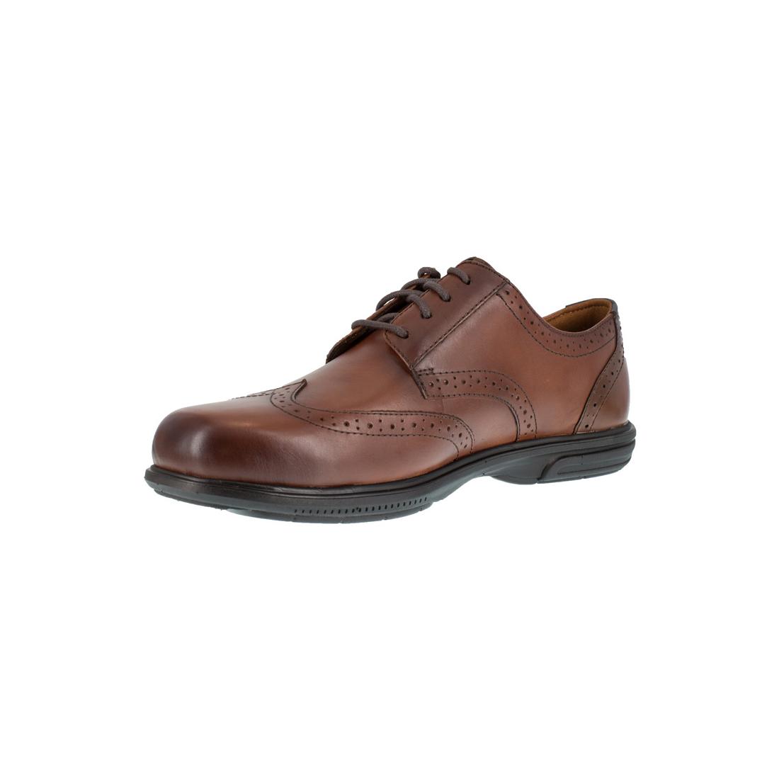 Loedin Steel Toe Work Boots for Men - Brown Leather Lace Up Oxford Safety Shoes for Construction, Warehouse & Industrial Work
