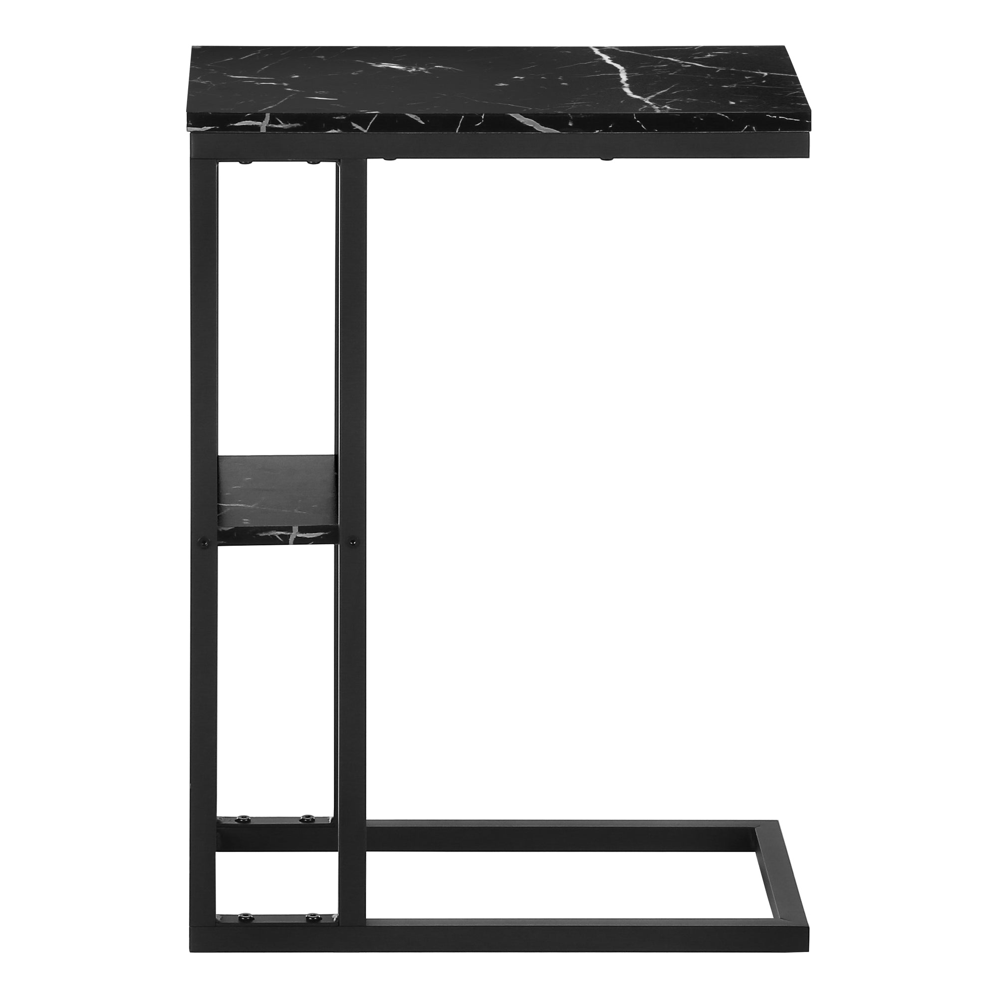 Elegant Black Marble Accent Table with Black Metal Frame - 25 Inch Height - Perfect for Living Room, Bedroom, or Office Decor