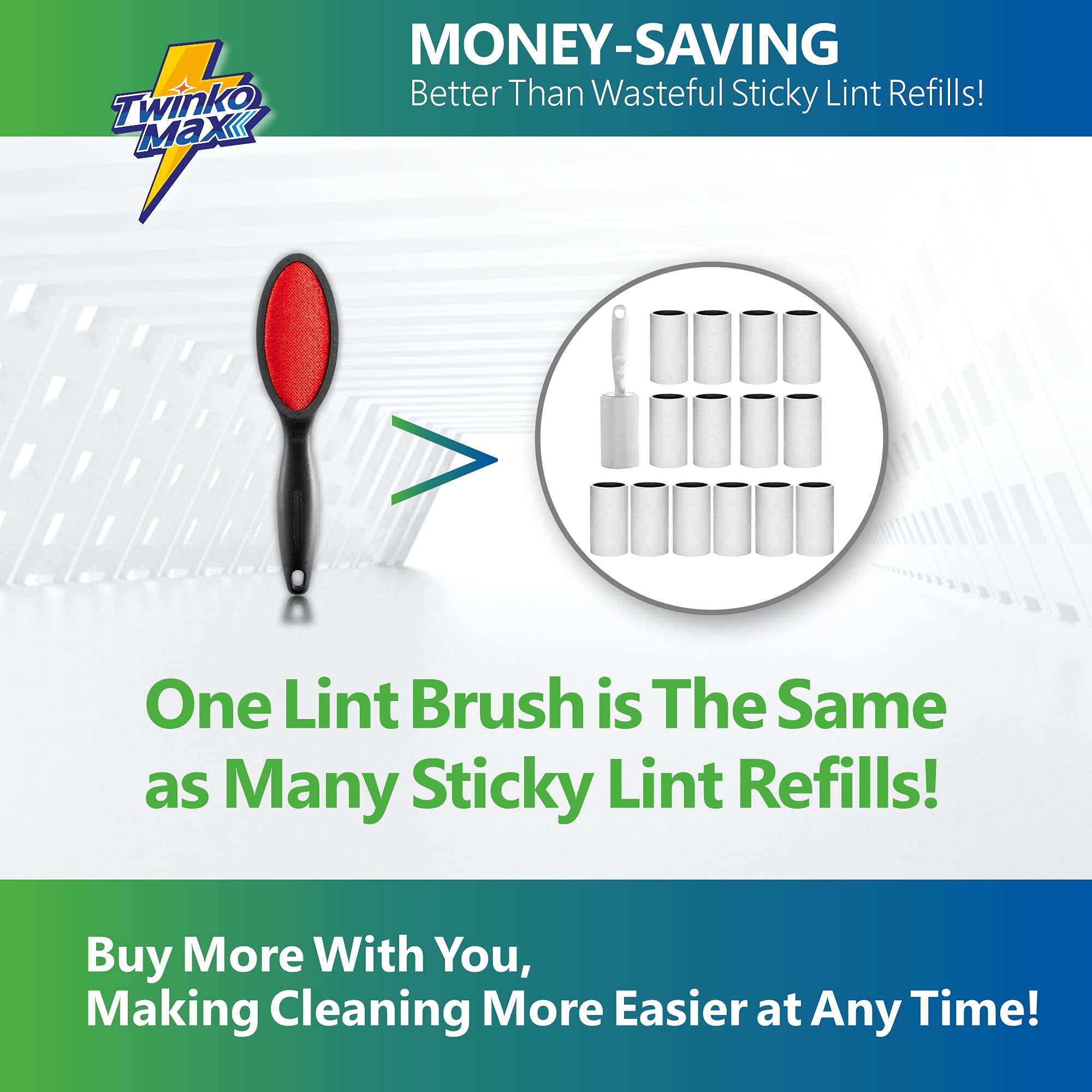 2-Sided Reusable Lint Brush - Pet Hair & Lint Remover for Clothes, Sheets & Carpets | No Need for Lint Roller Refills | Perfect for Laundry, Travel & Home Cleaning
