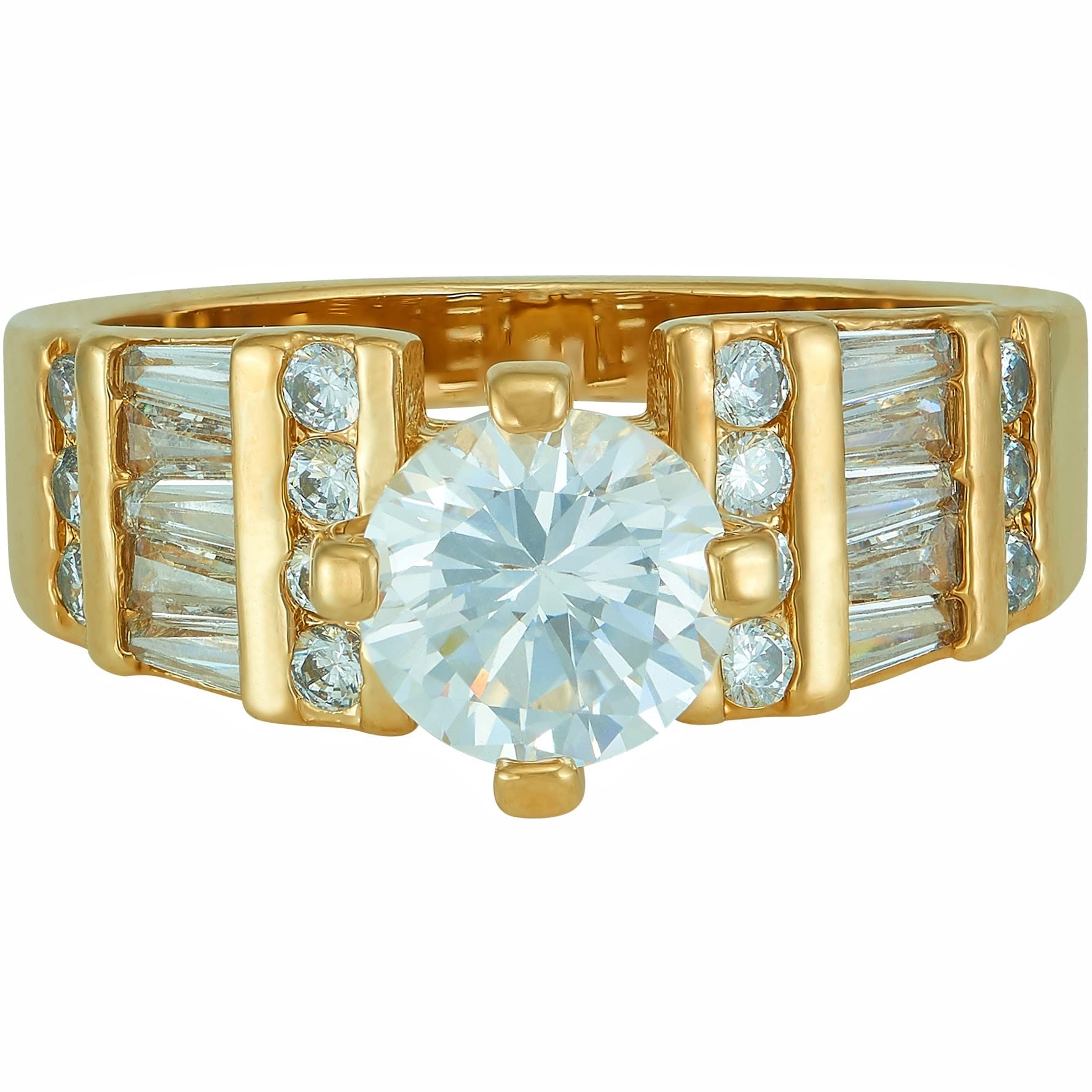 LIFETIME JEWELRY 24k Gold Plated Circle Cubic Zirconia Wedding Ring for Women - Elegant Bridal Jewelry for Engagement, Anniversary & Special Occasions