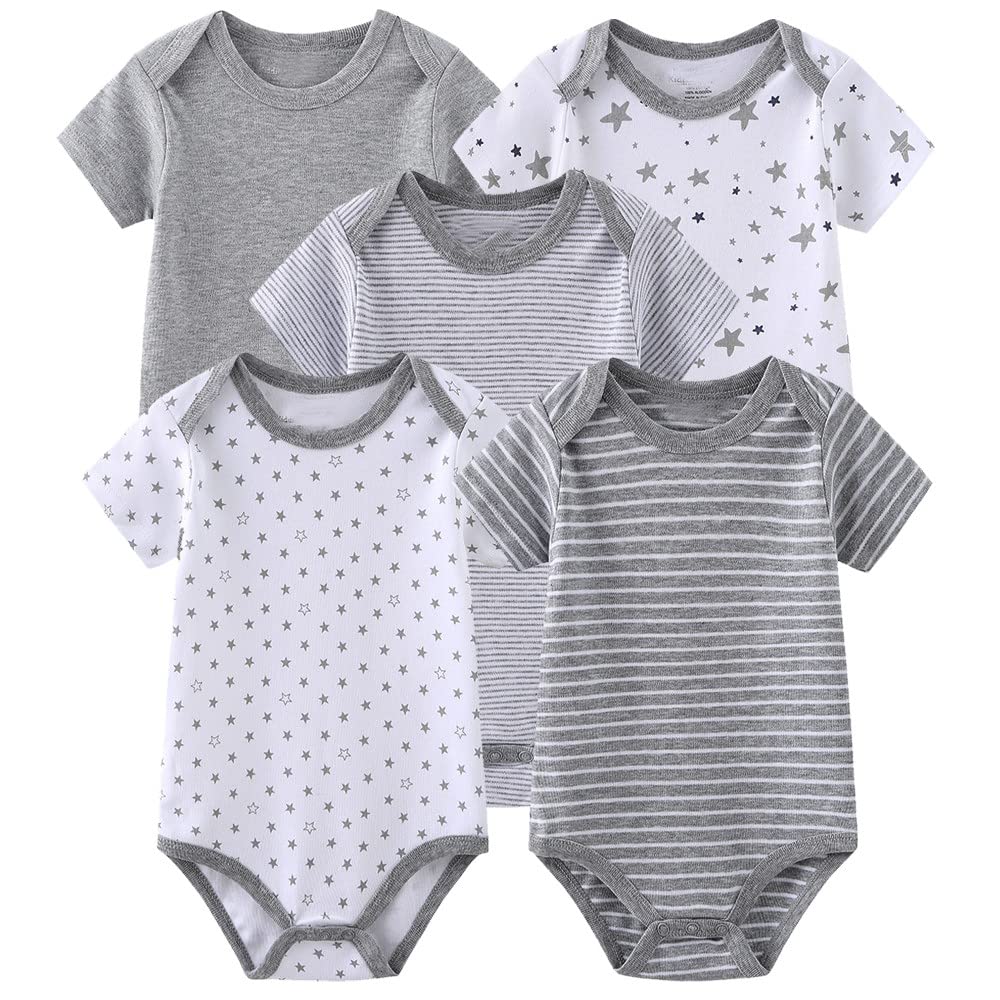 Chamie Newborn Short Sleeve Baby Bodysuit Set - Soft Cotton Infant Onesies for Boys & Girls 0-12 Months | Perfect for Playtime, Photo Shoots & Everyday Wear