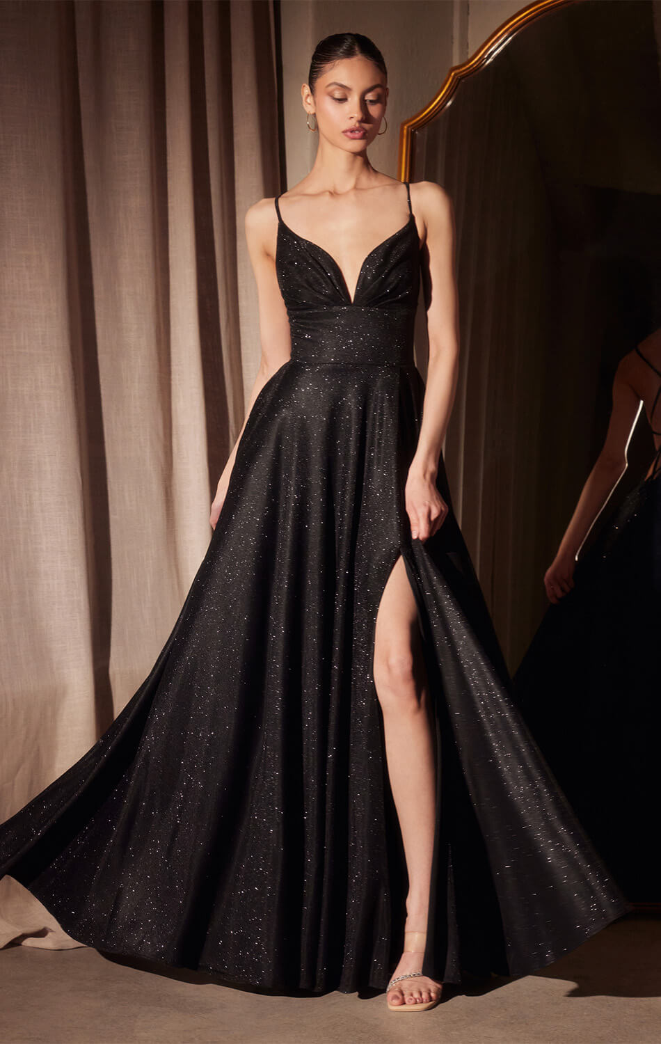 Elegant Gwyndolyn Gown - Shimmering Lace Up Back Long Evening Dress for Prom, Wedding & Special Occasions