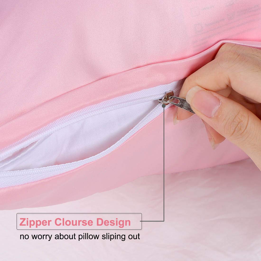 Luxury Satin Pillowcase Set of 2 with Zipper - 14x20 Inches Super Soft Silky Pillow Cover for Travel & Home - Blush Pink for Better Sleep & Hair Care