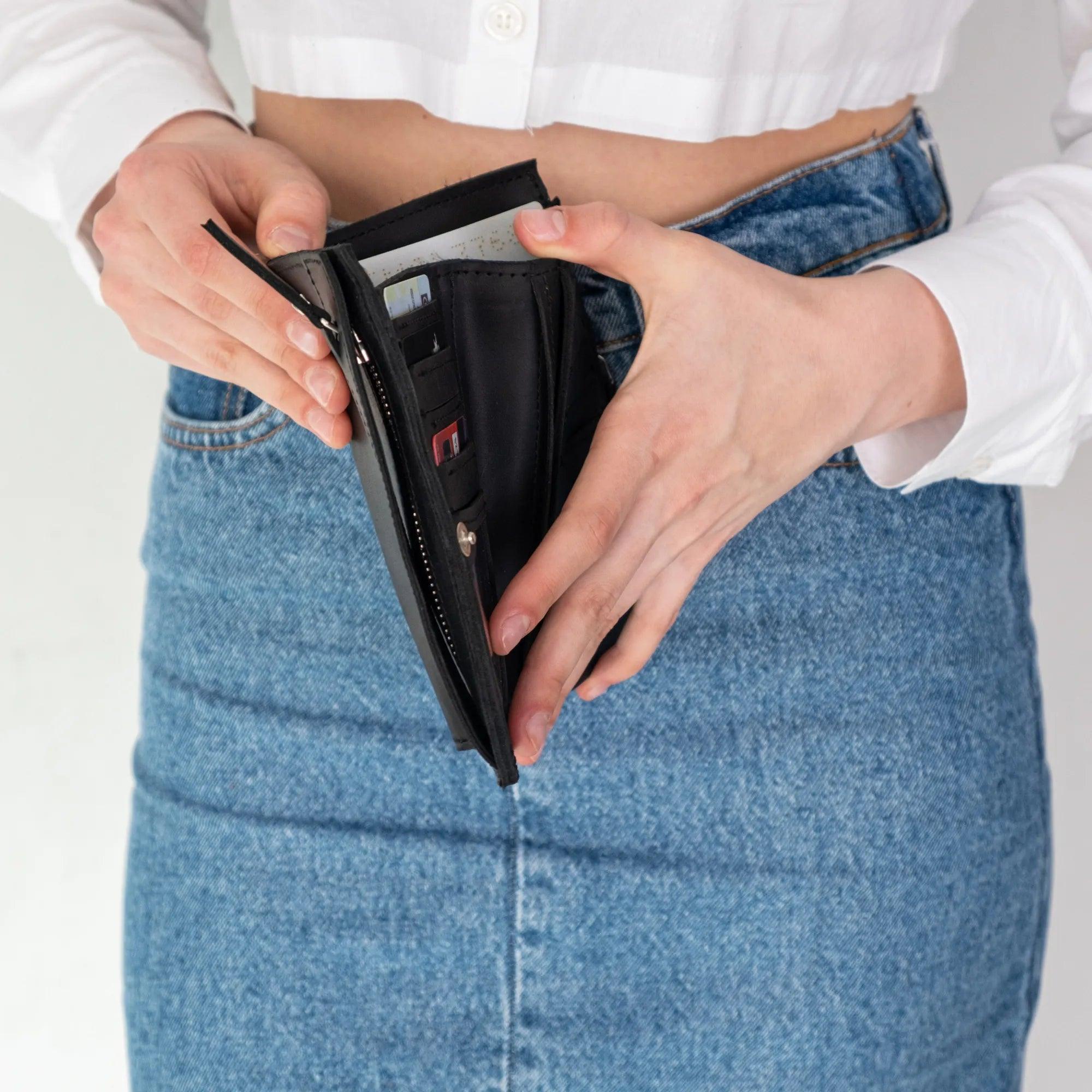 Zippered Wallet Sorbonne - Slim RFID Blocking Leather Wallet for Men & Women | Perfect for Travel, Business & Everyday Use