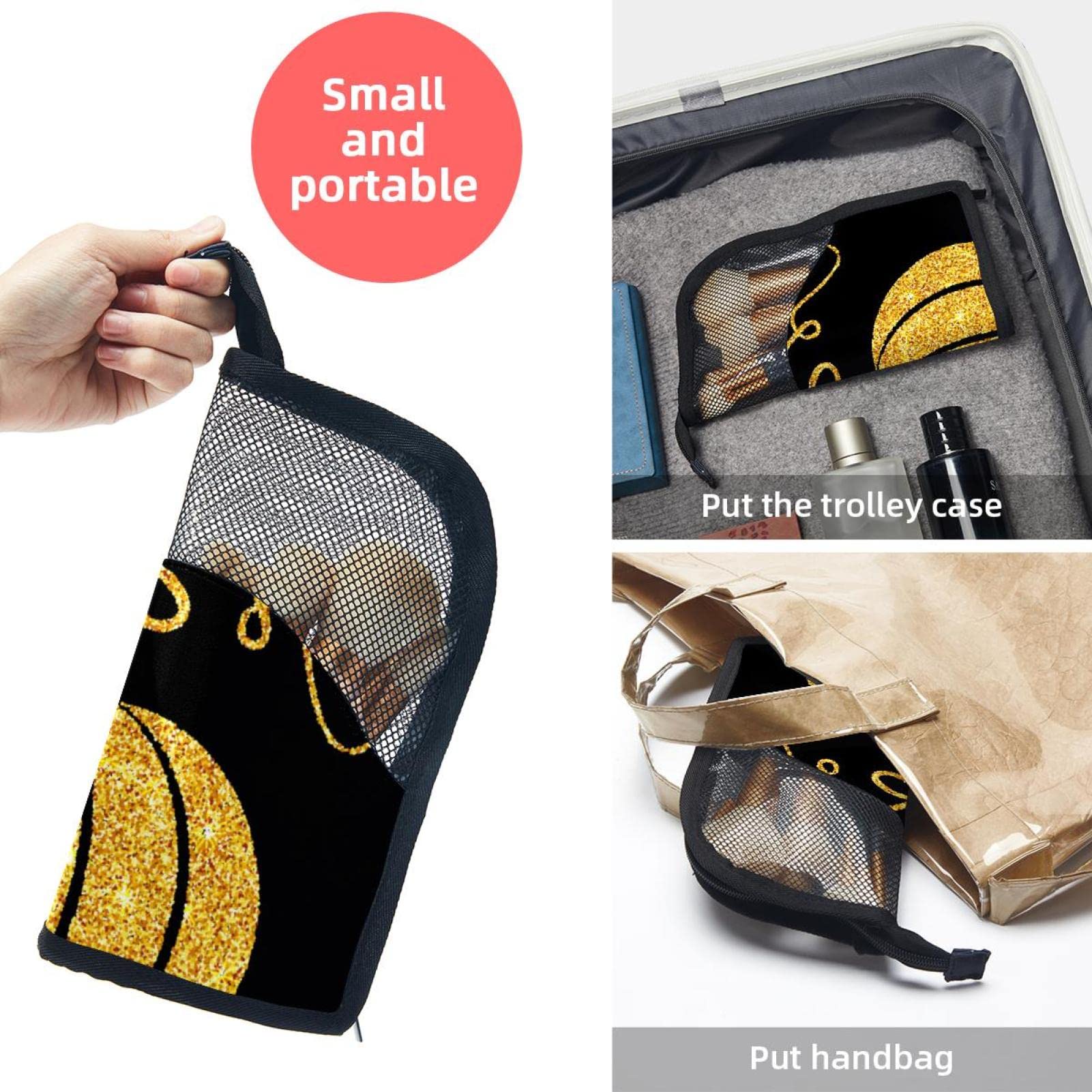 Premium Makeup Brush Organizer Bag with 12 Brushes - Gold Pumpkin Design Portable Cosmetic Brush Holder Case for Travel, Home Vanity & Professional Makeup Artists