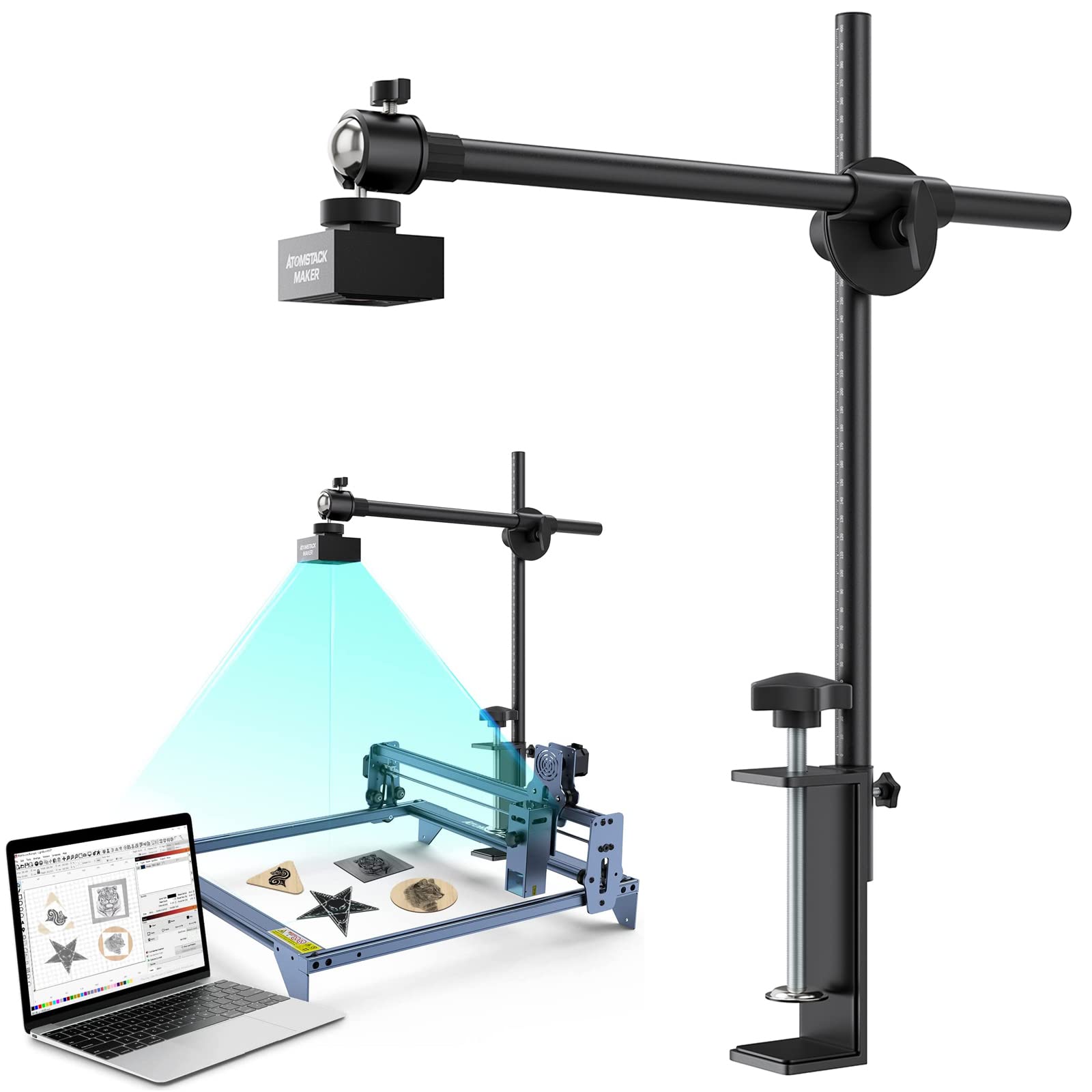ATOMSTACK Maker AC1 5MP HD Industrial Digital Camera for Laser Engraver - Auto Positioning, Wide Angle Video, Multi-Task Engraving & Preview, LightBurn Compatible - Perfect for Wood Engraving, Metal Marking & DIY Craft Projects