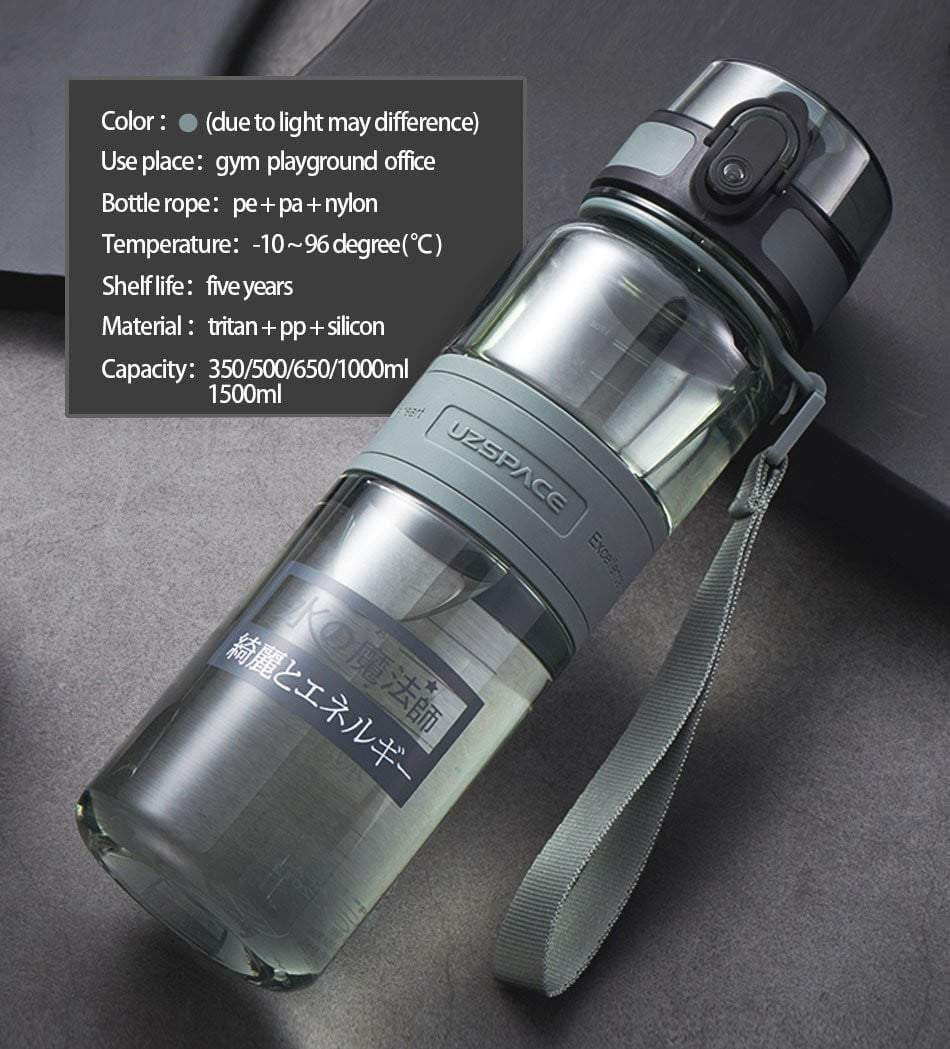 UZSPACE 32oz Gray Water Bottle for Men - BPA Free, Leakproof, Portable Sports & Travel Drink Bottle - Ideal for Gym, Hiking, Camping and Outdoor Activities