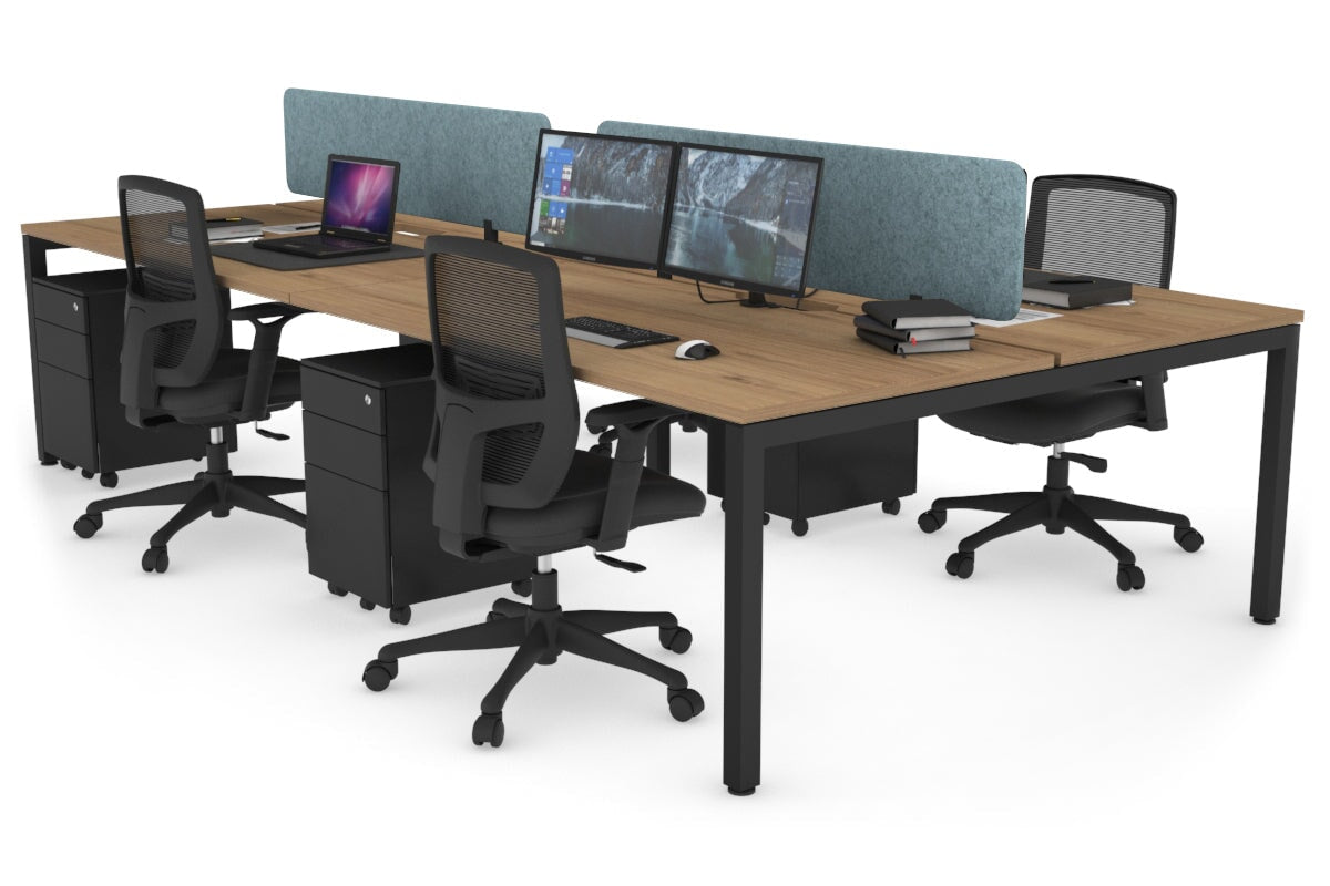 4-Person Office Workstation with Quadro Square Legs - 1800L x 800W Desk with Cable Management Scallop | Perfect for Collaborative Workspaces & Open Office Environments