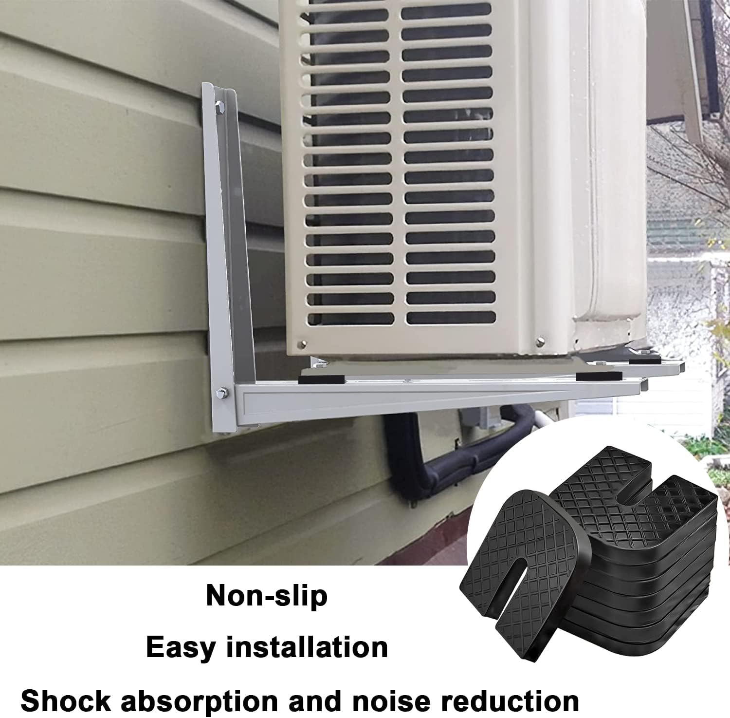 4 Pack Rubber Isolator Pads - Anti Vibration Shock Absorber Pads for Air Conditioner & Condenser Units - Reduce Noise & Vibration for Home & Office AC Systems