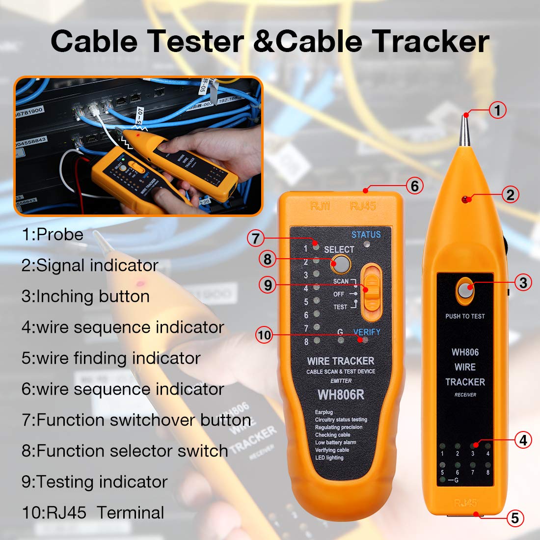 Professional RJ45 Crimping Tool Kit - 10 in 1 Ethernet Cable Crimper for Cat5/Cat5e/Cat6, Rj45/Rj11/Rj12 Connectors with 8P8C Network Tester & Punch Down Tool - Perfect for Home Networking, Office Setup & IT Maintenance