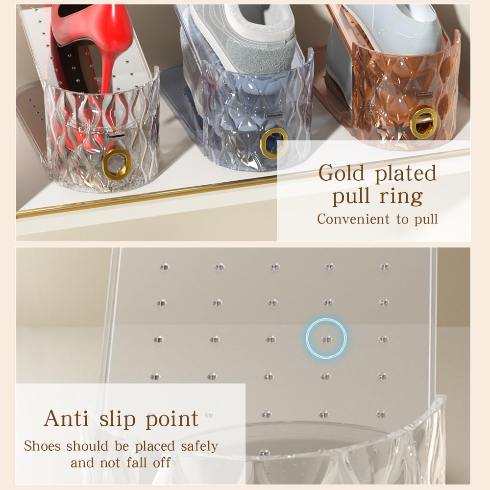15 Pack Clear Adjustable Shoe Organizer - Double Layer Stackable Shoe Rack for Sneakers, Heels & Flats - Space Saving Closet Storage Solution for Bedroom, Entryway & Dorm Organization