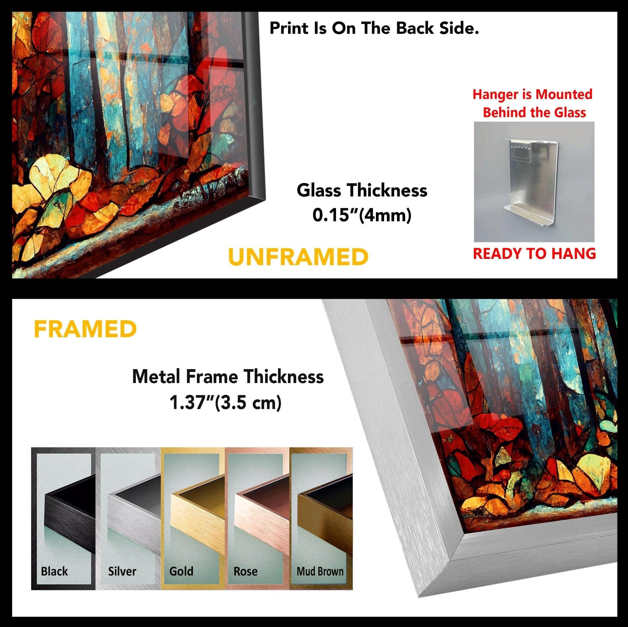 Autumn Forest Stained Glass Wall Art - Handmade Nature Inspired Window Hanging Decor for Living Room, Bedroom & Office - Perfect for Home Decor, Gifts & Meditation Spaces