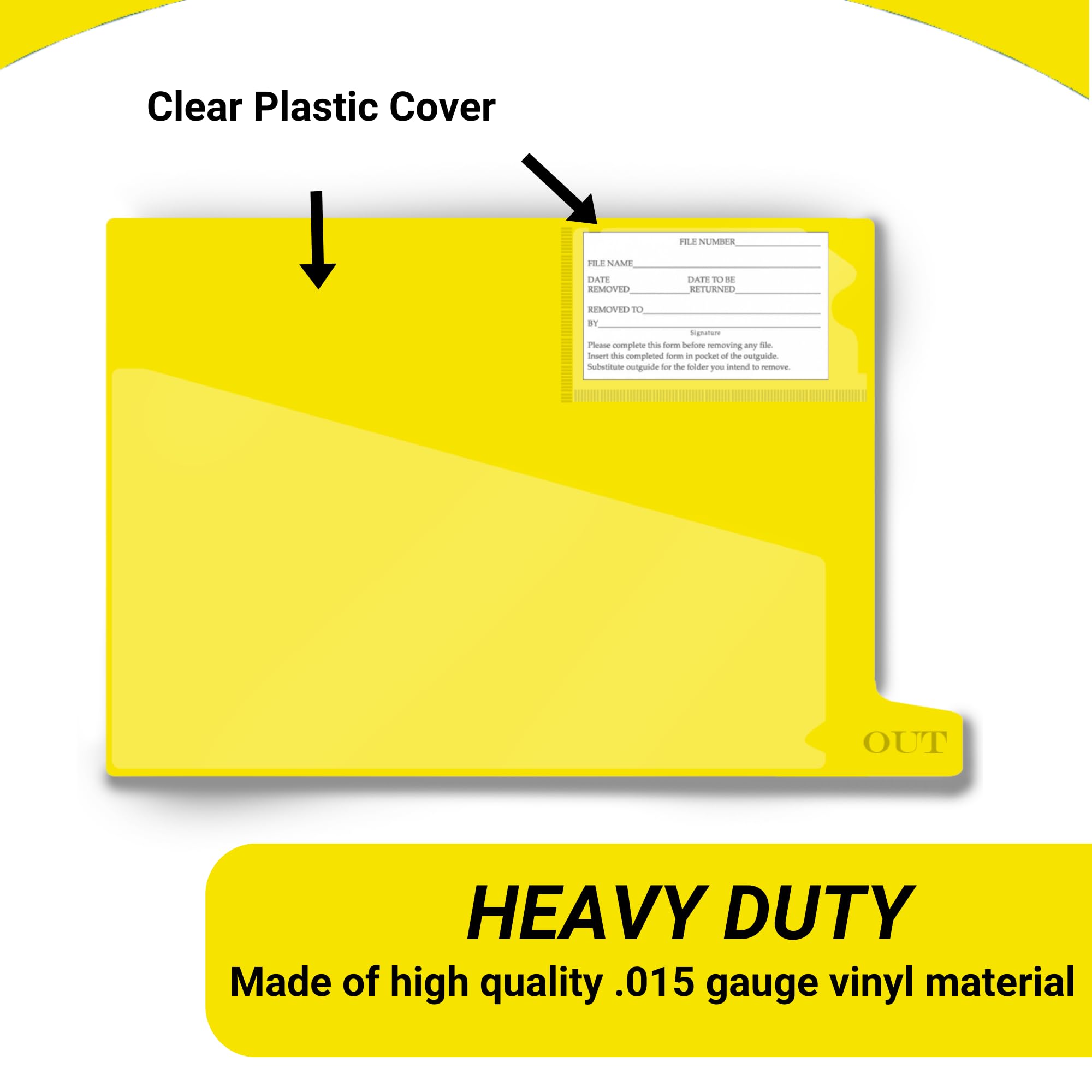 Doctor Stuff - Small Bottom Tab Vinyl Outguides with Diagonal Cut Front Pocket & Top Charge Out Slip Pocket | Letter Size 9