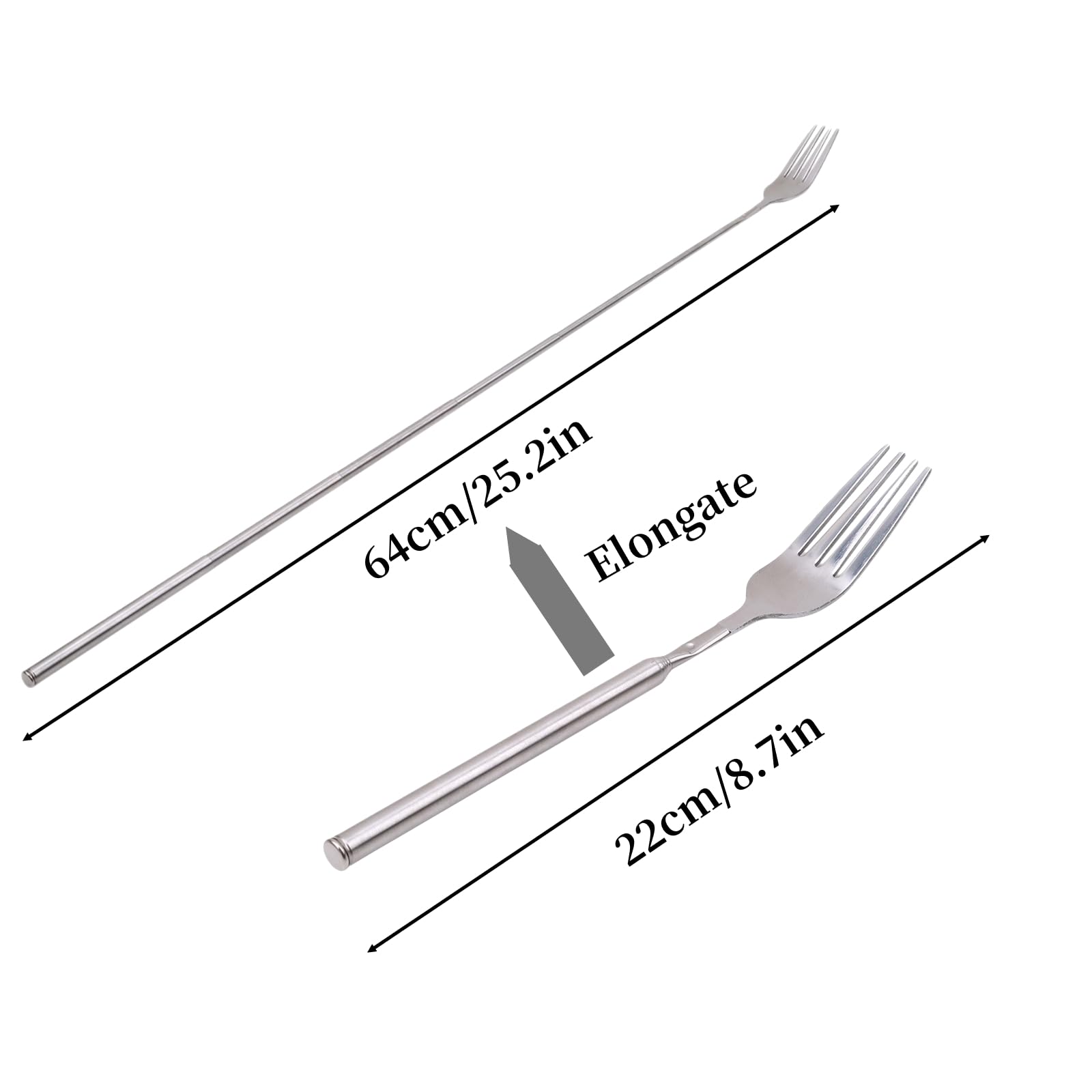 5Pcs Extendable BBQ Forks - Stainless Steel Telescopic Forks (8.7-25.4 Inch) for Dessert, Fruit, Barbecue & Toasting - Perfect for Outdoor Picnics, Camping & Family Gatherings