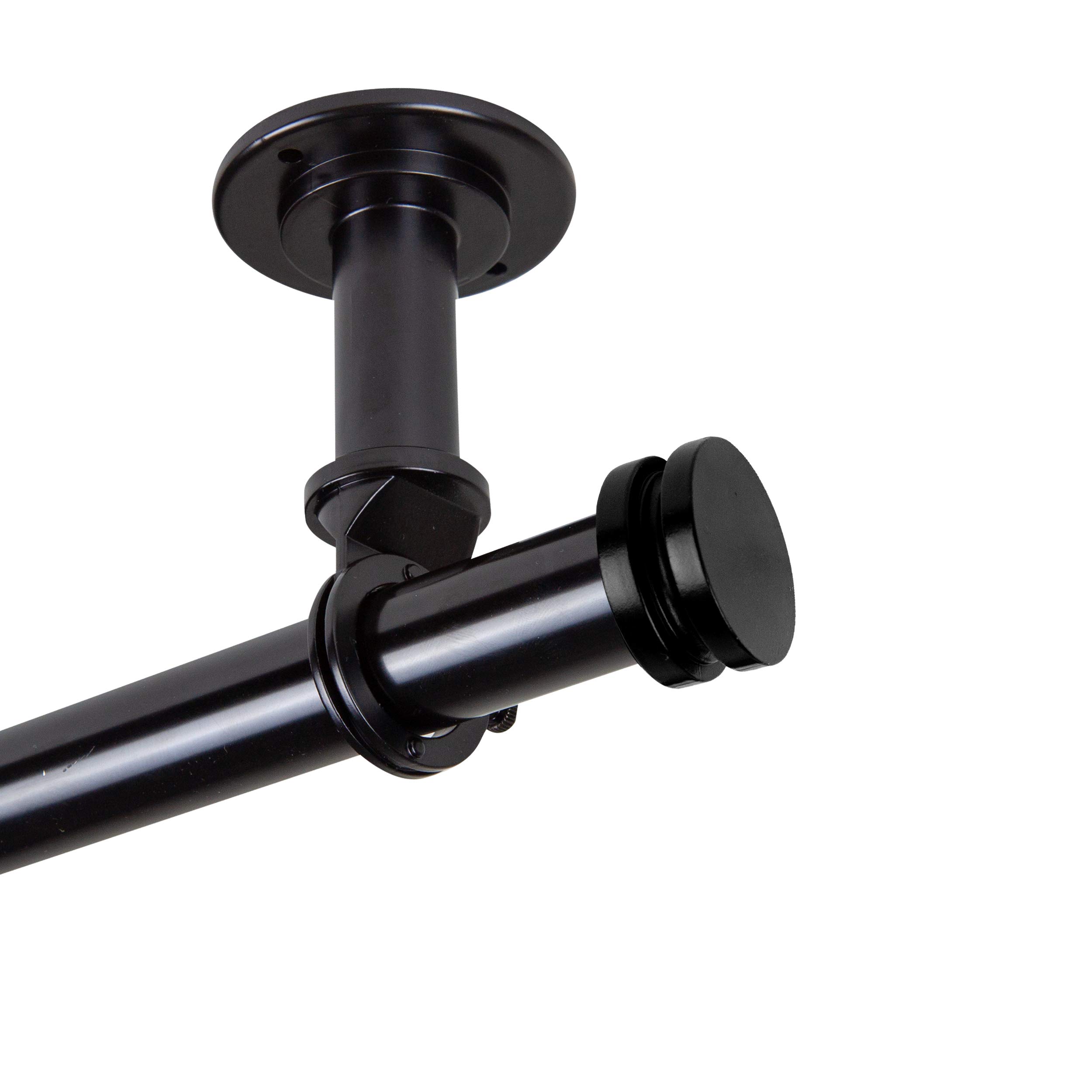Rod Desyne Rodeo 1 Inch Black Ceiling Curtain Rod - Adjustable 120 to 170 Inches for Room Dividers & Window Treatments | Perfect for Home Theater, Bedroom Privacy & Open Space Partitioning