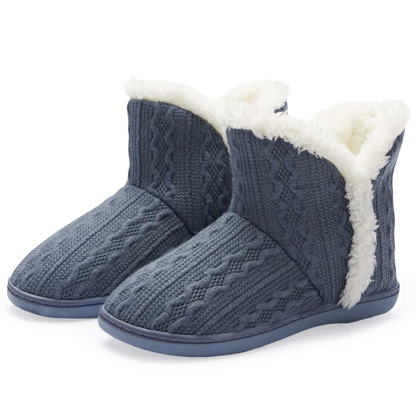 TUOBUQU Women's Winter Bootie Slippers - Cozy Fluffy Plush Indoor/Outdoor House Shoes for Cold Weather - Perfect for Home, Office & Winter Travel