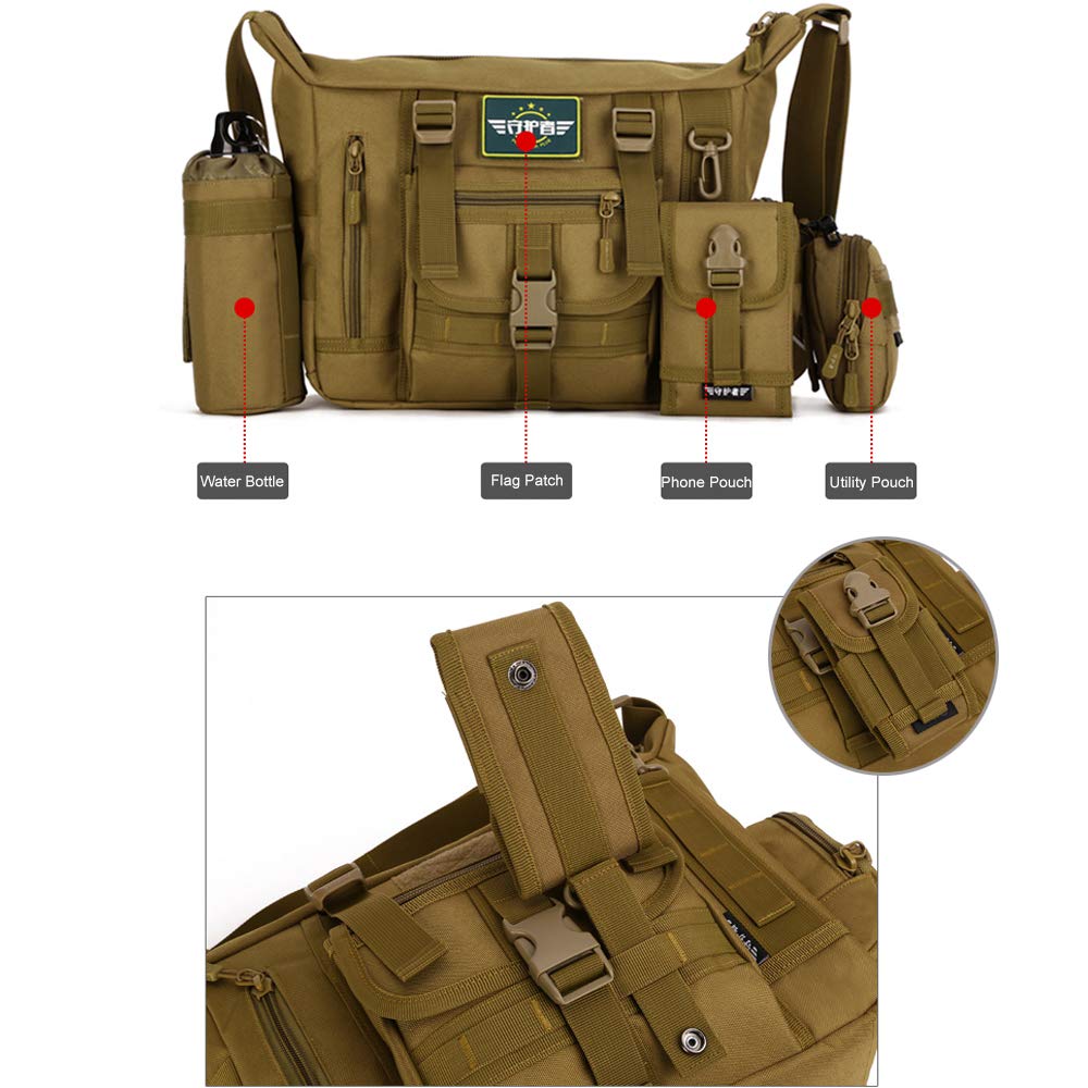 CREATOR Tactical Messenger Bag - Military Style Crossbody Shoulder Bag for Men & Women, Durable Laptop Briefcase for Work, Travel & Outdoor Adventures (Fits 15.6