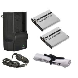 Olympus SP-800UZ Digital Camera Replacement Batteries (2-Pack) with AC/DC Travel Charger & Premium Microfiber Cleaning Cloth - Perfect for Travel Photography, Outdoor Adventures & Daily Shooting