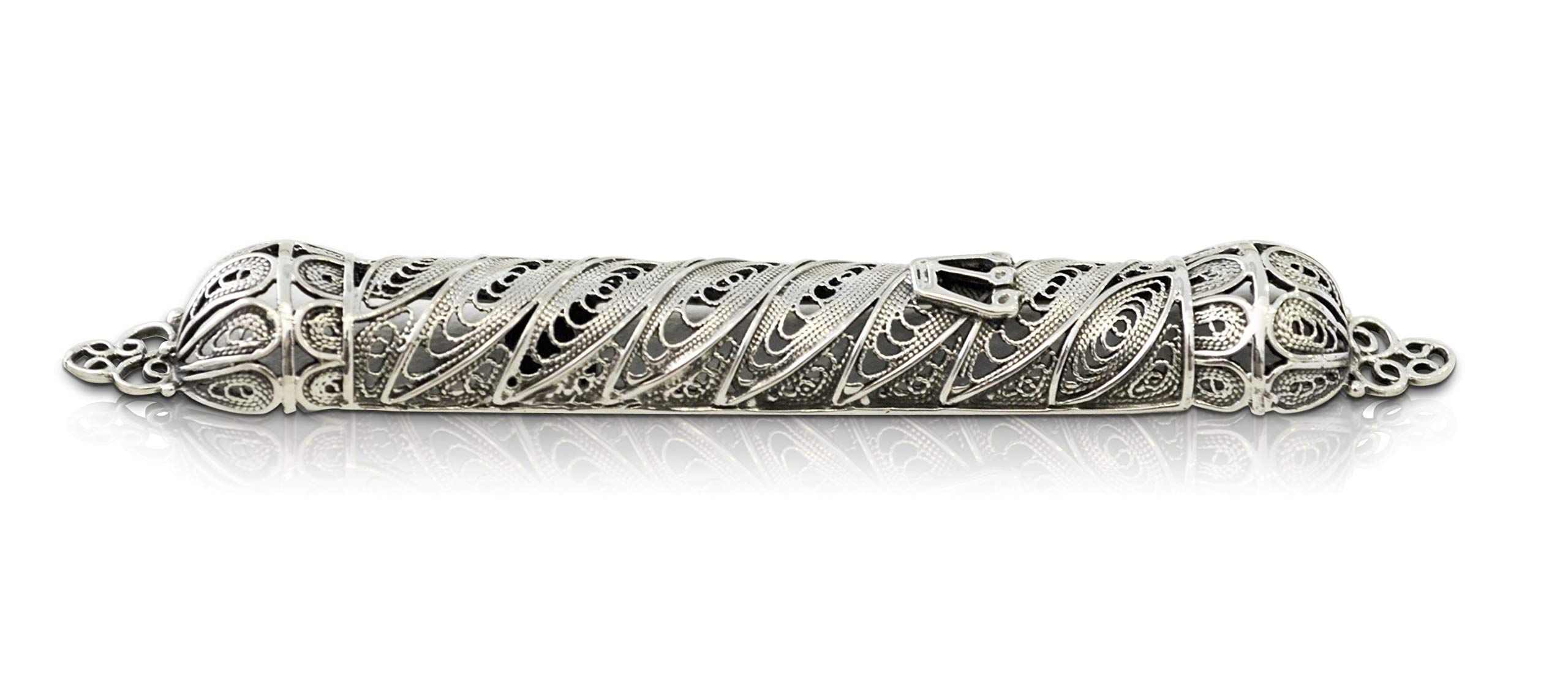 Handmade Sterling Silver Mezuzah Case with Kosher Scroll - 2.35