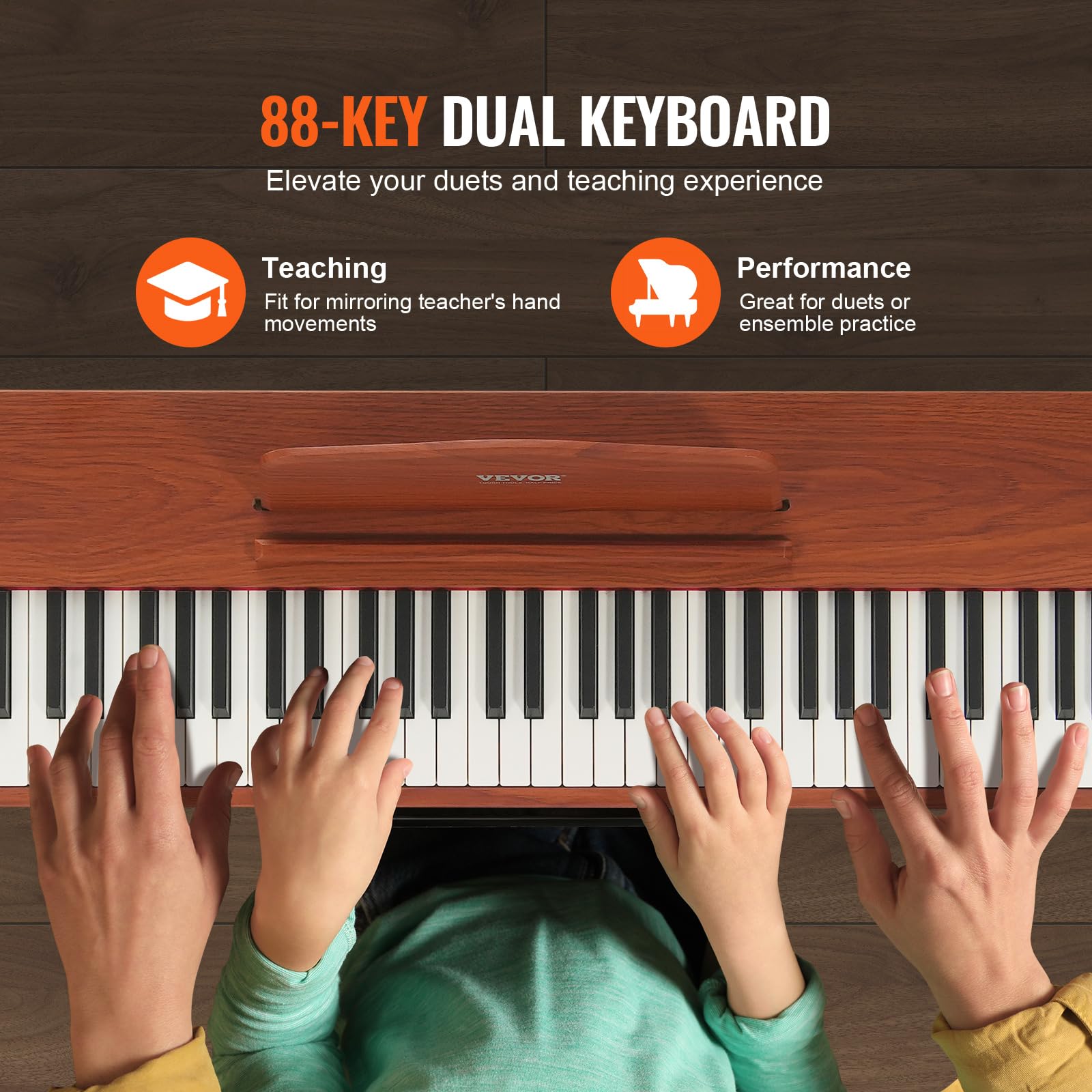 VEVOR 88-Key Fully Weighted Digital Piano with Stand - Professional Electric Keyboard with 200 Tones & Rhythms, Bluetooth/USB/MIDI Connectivity, Built-in Speakers & Headphone Jack - Perfect for Beginners, Home Practice & Studio Recording