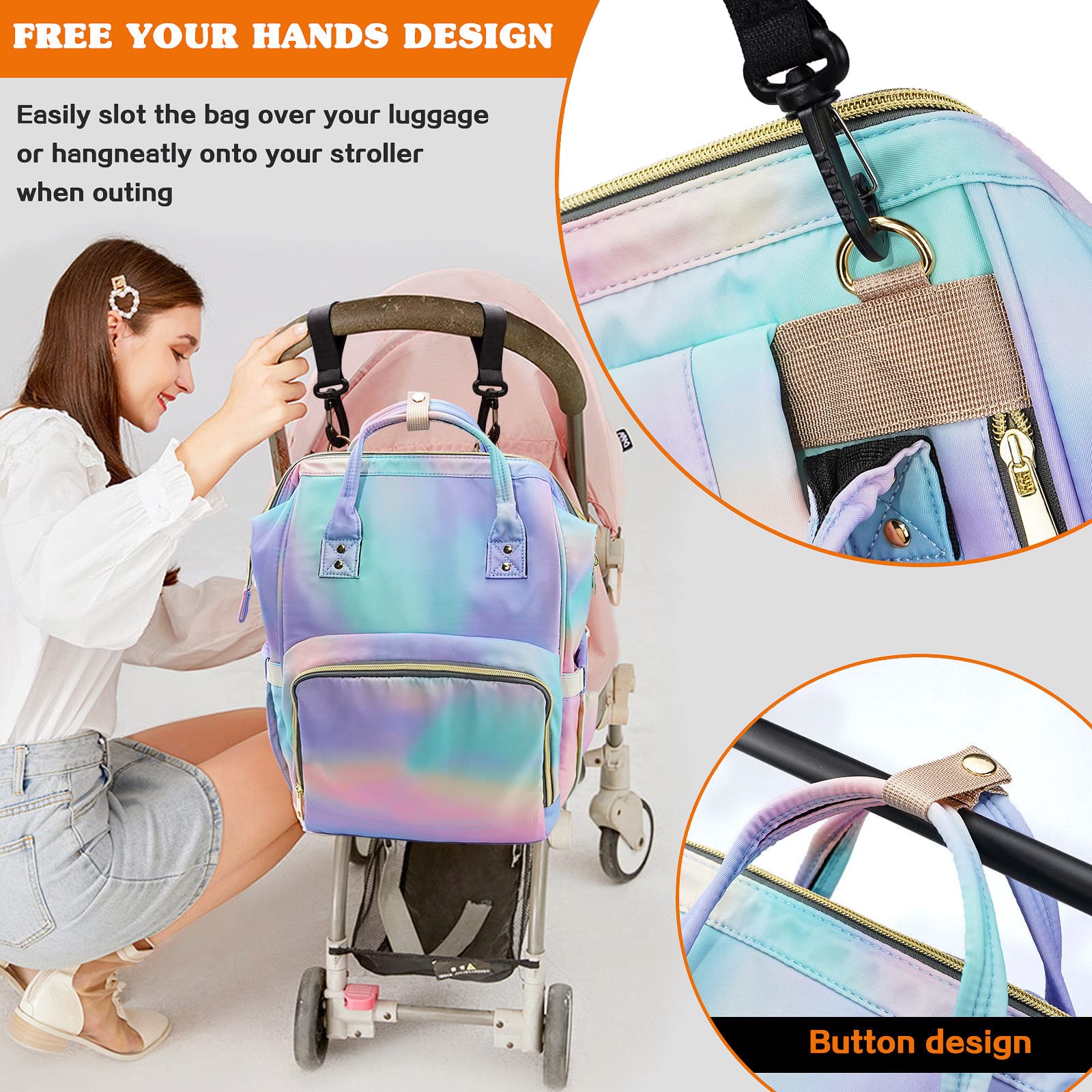 3 in 1 Waterproof Diaper Bag Backpack for Moms - Multifunctional Baby Bag with Changing Pad & Stroller Straps | Perfect for Travel, Shopping & Daily Outings with Baby