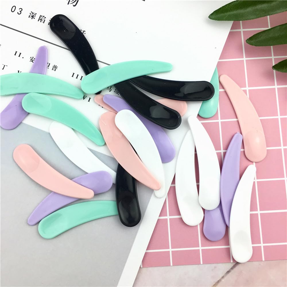 500Pcs Mini Makeup Spatulas - Disposable Plastic Scoop for Cosmetics & Skincare - Multi Colored for Sampling & Mixing