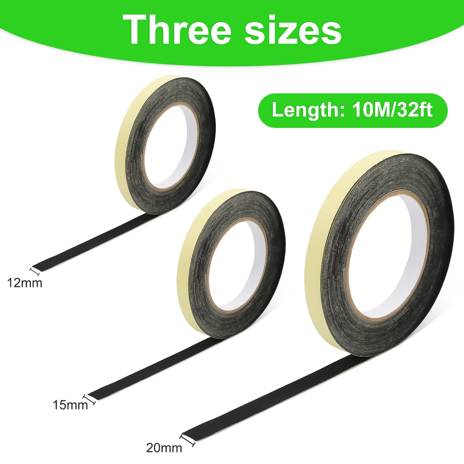 KINBOM 3-Piece Pickleball Edge Tape Set - Black, 3 Different Widths for Paddle Protection | Durable Pickleball Paddle Edge Guard Tape | Perfect for Indoor & Outdoor Court Play