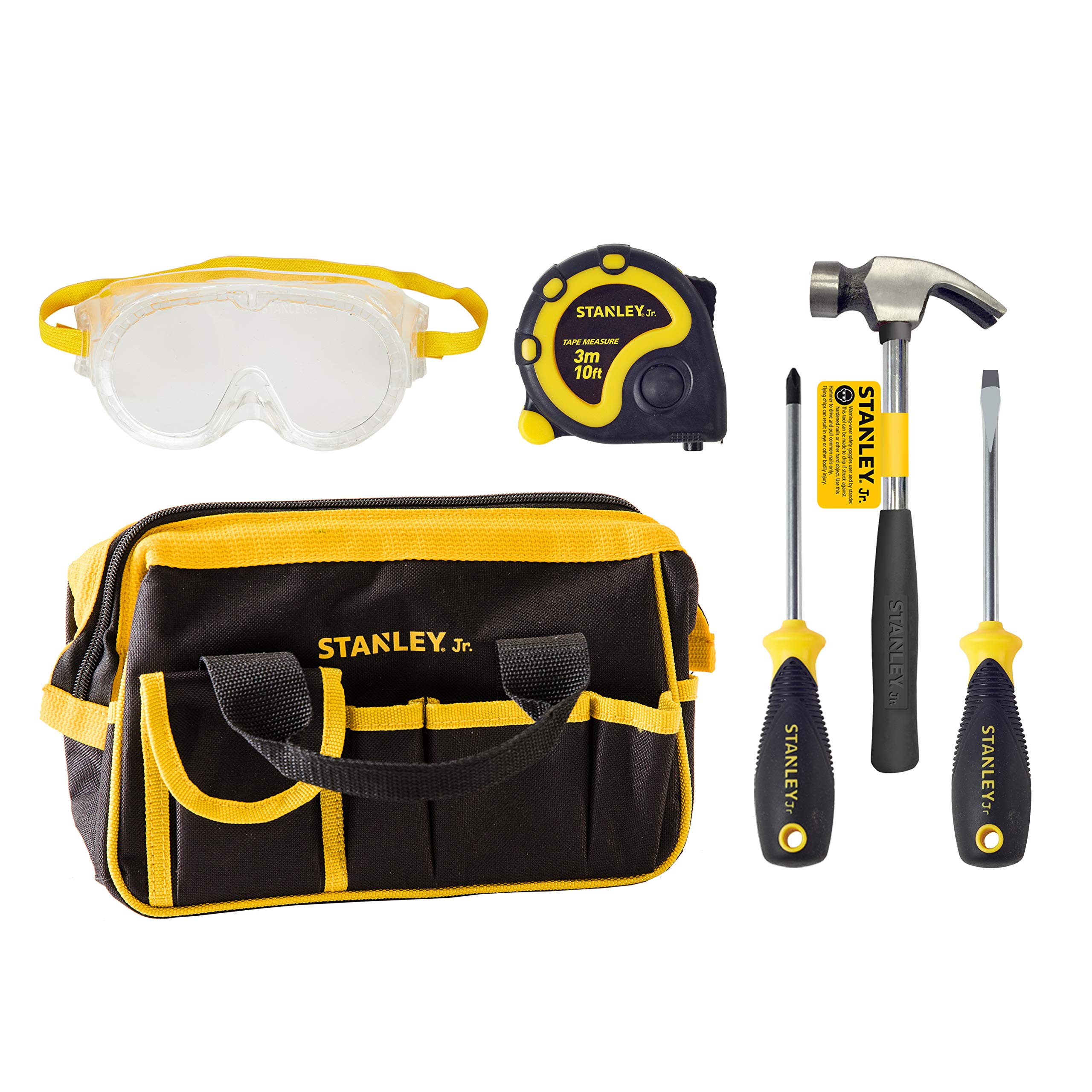 Stanley Jr Kids Tool Set - 5 Piece Wooden Toy Tool Kit with Tool Bag for Toddlers | Pretend Play, DIY Projects & Early Learning Development